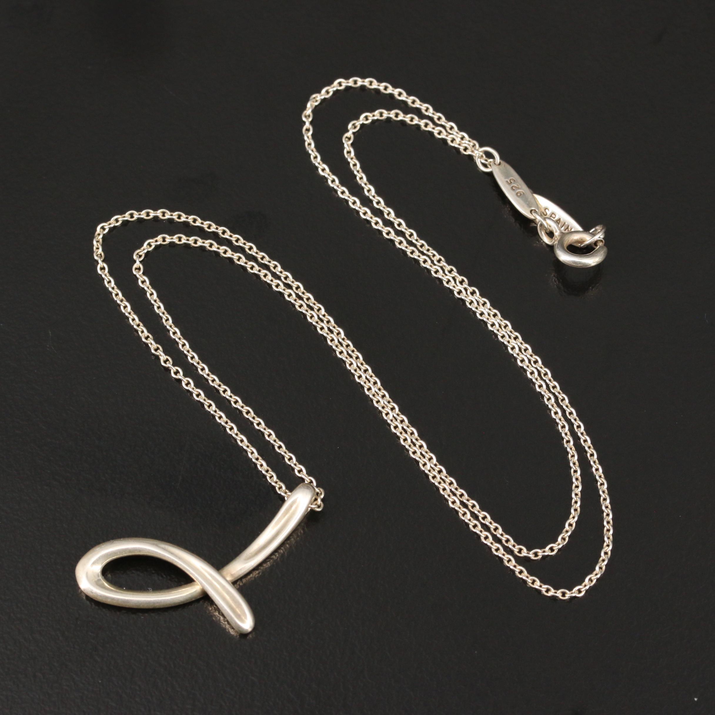 Elsa Peretti for Tiffany & Co. Sterling Silver Monogram "J" Necklace