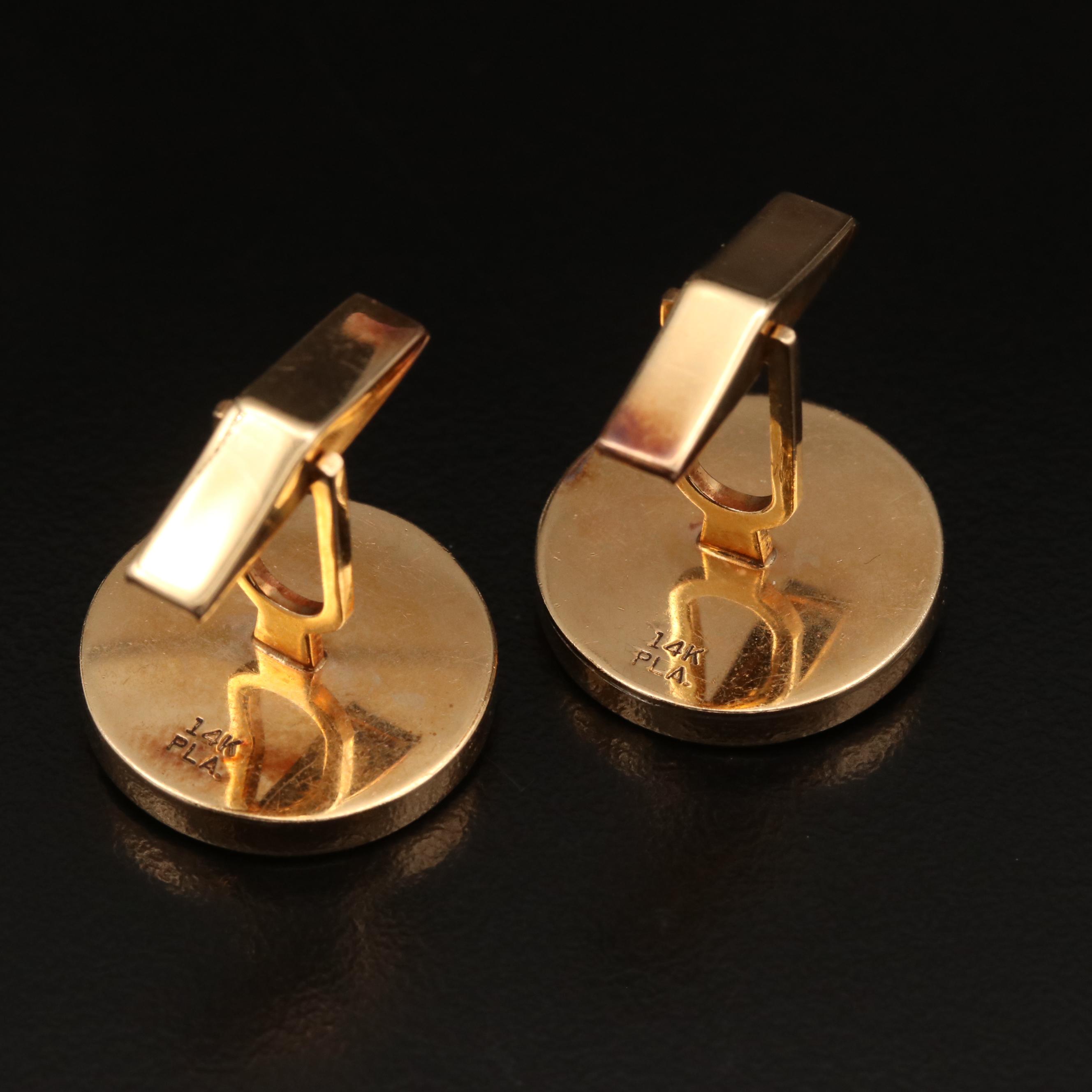 14K Black Onyx and Diamond Cufflinks