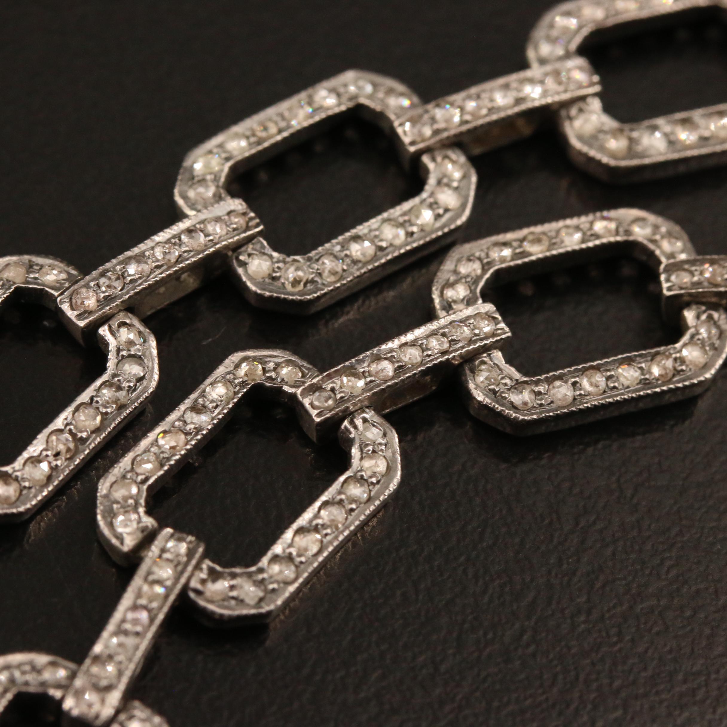Sterling Silver Diamond Necklace Featuring Chain Link Design