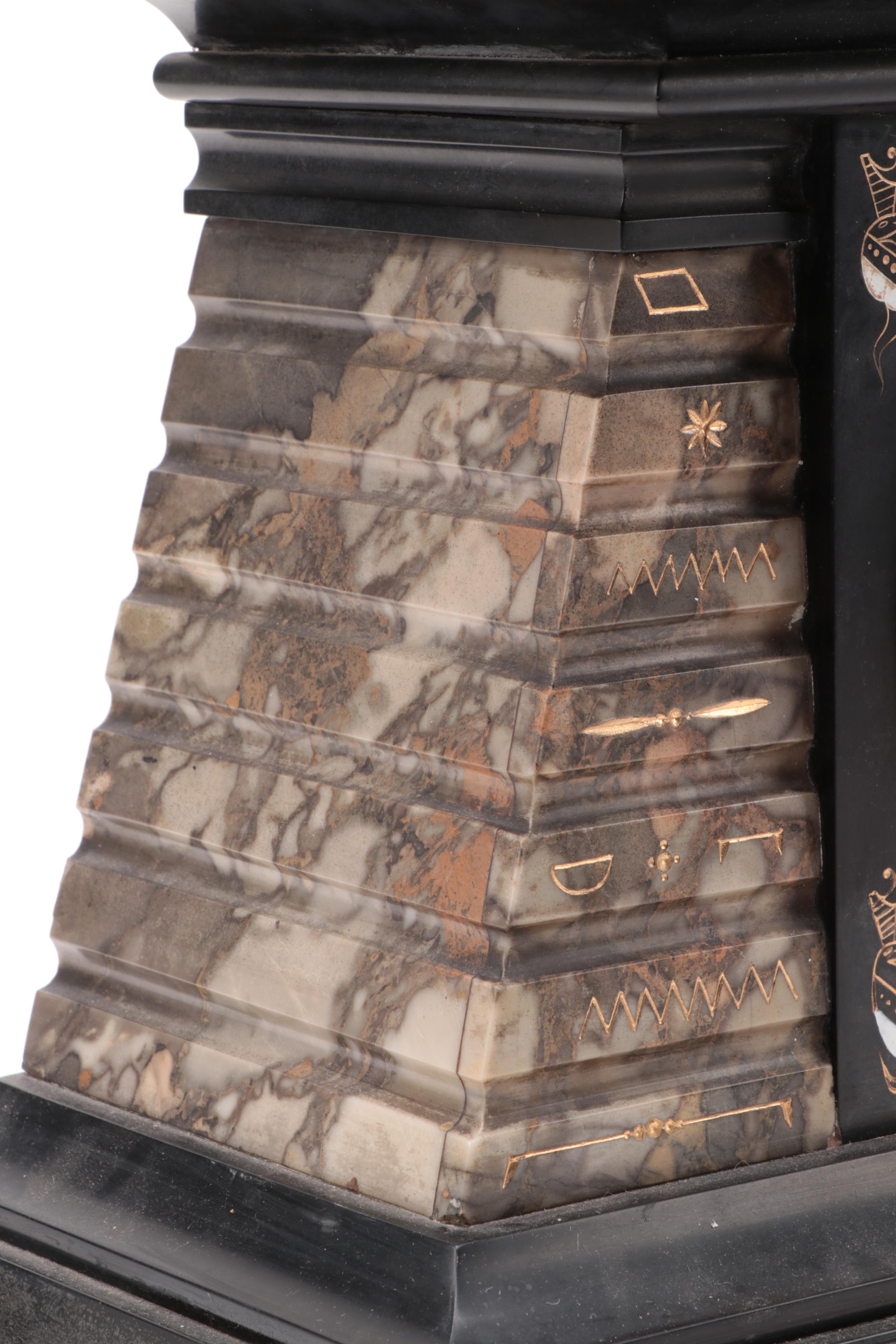 Egyptian Revival Marble and Bronze Mantel Clock with Sphinx, Early 20th Century