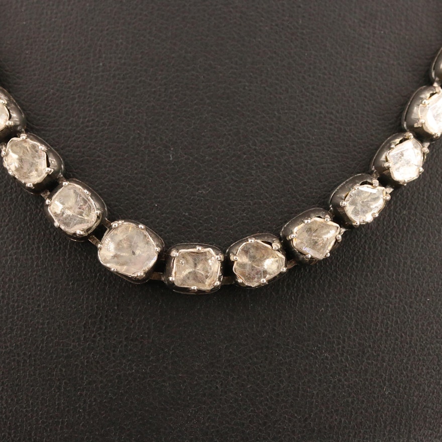 Sterling Silver Diamond Link Necklace