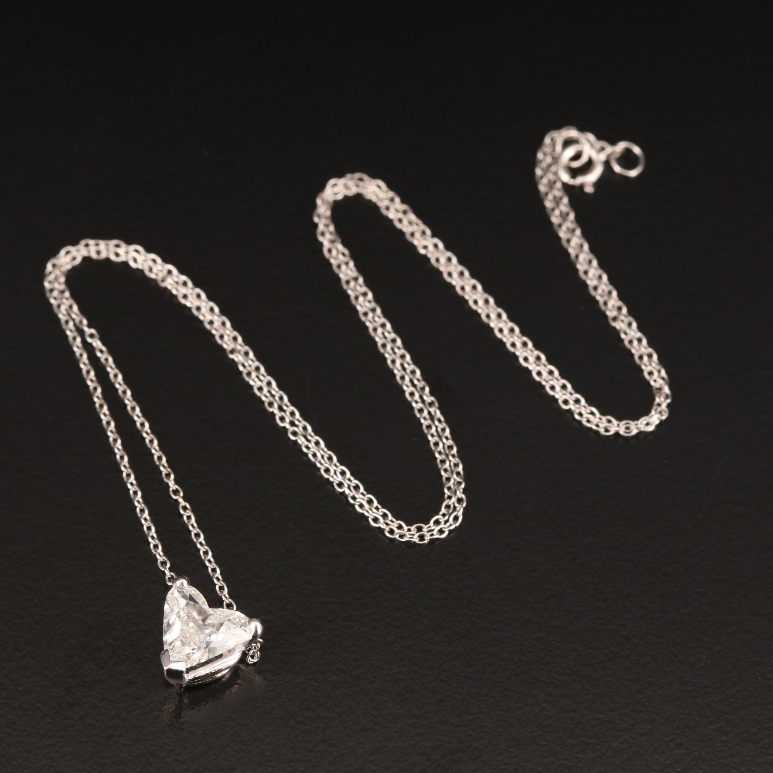 14K 1.23 CT Diamond Heart Solitaire Necklace