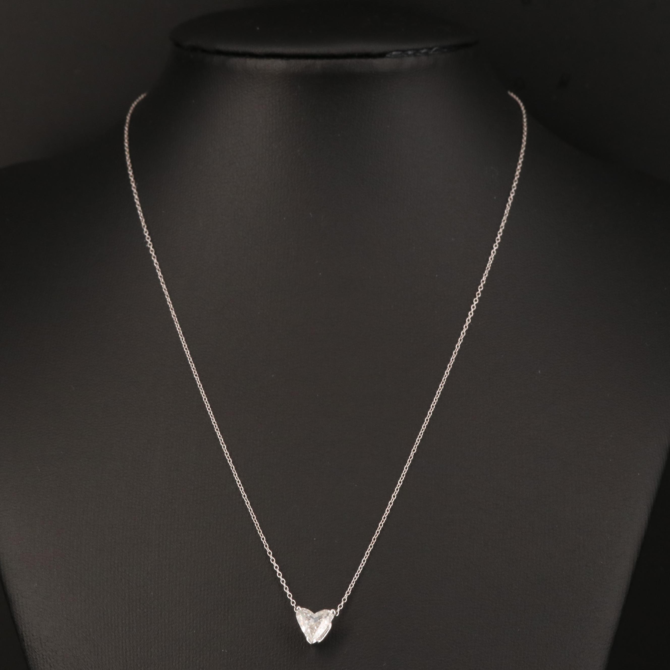 14K 1.23 CT Diamond Heart Solitaire Necklace