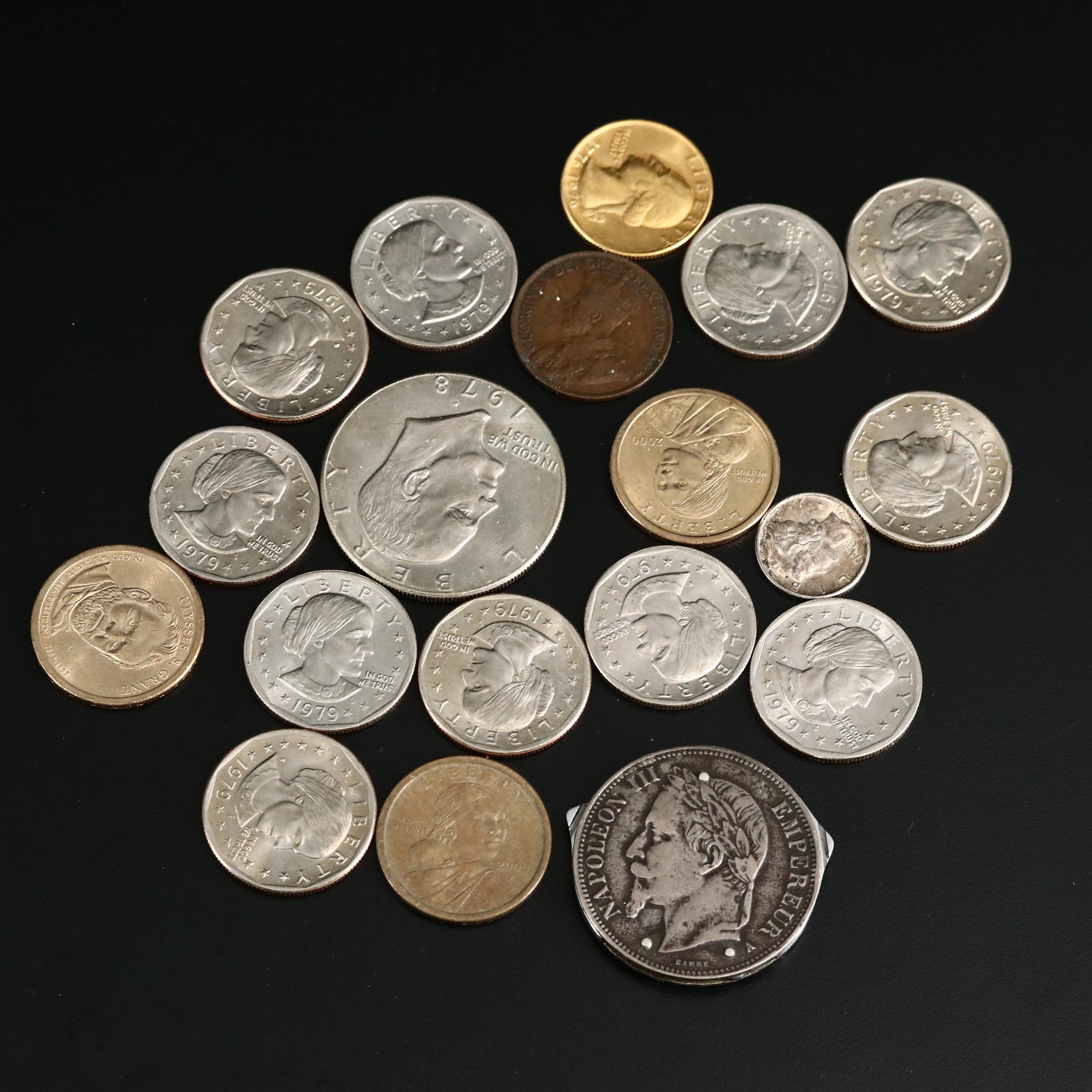 Collection of Various US Coins and Coin Pocket Knife