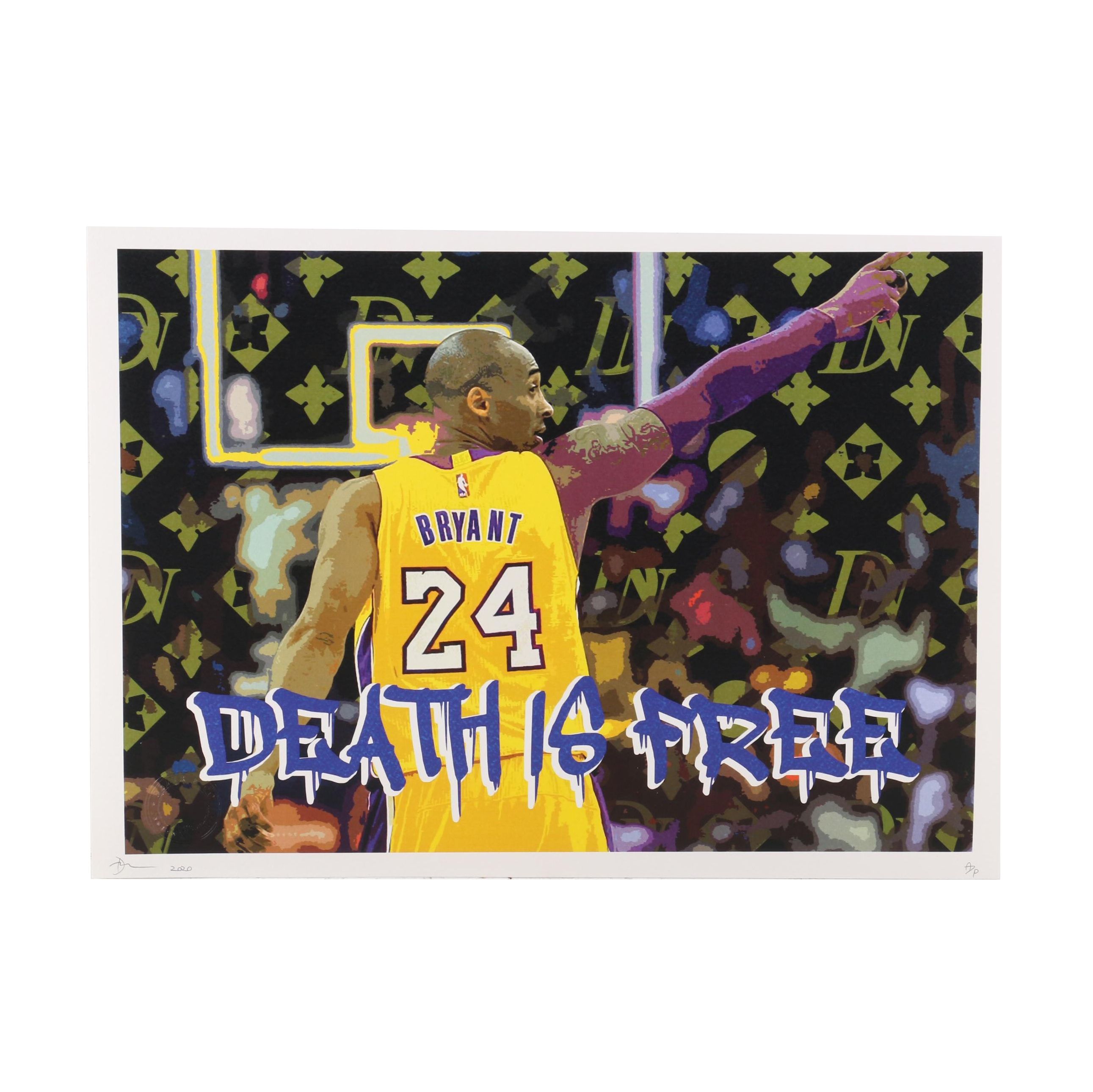 Death NYC Pop Art Graphic Print "Death is Free," Featuring Kobe Bryant, 2020