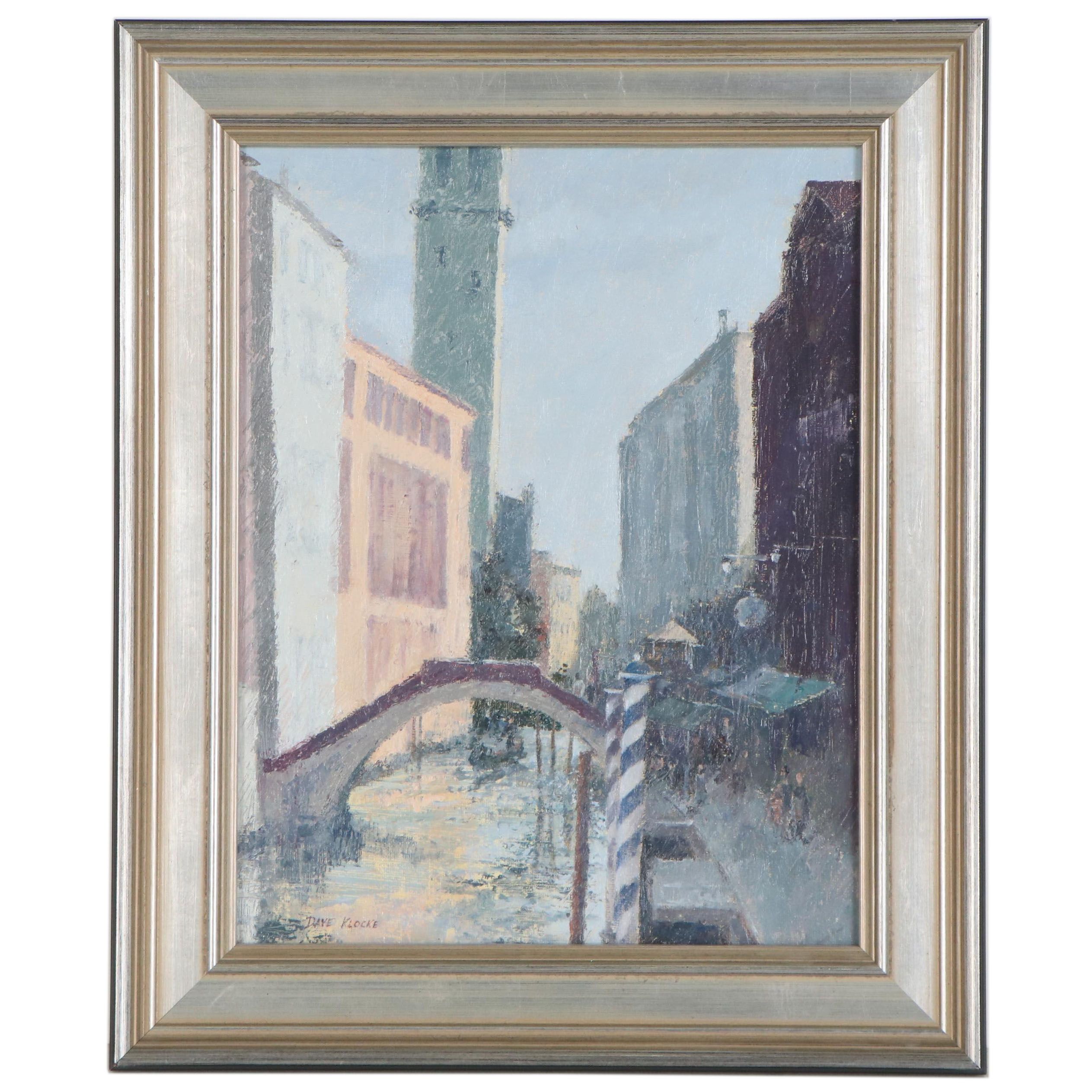 Dave Klocke Oil Painting of Venetian Street View, 21st Century