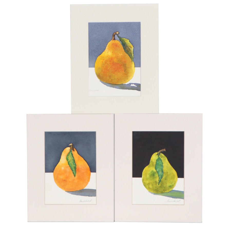 Beth-Anne Fairchild Watercolor Paintings of Pears, 21st Century