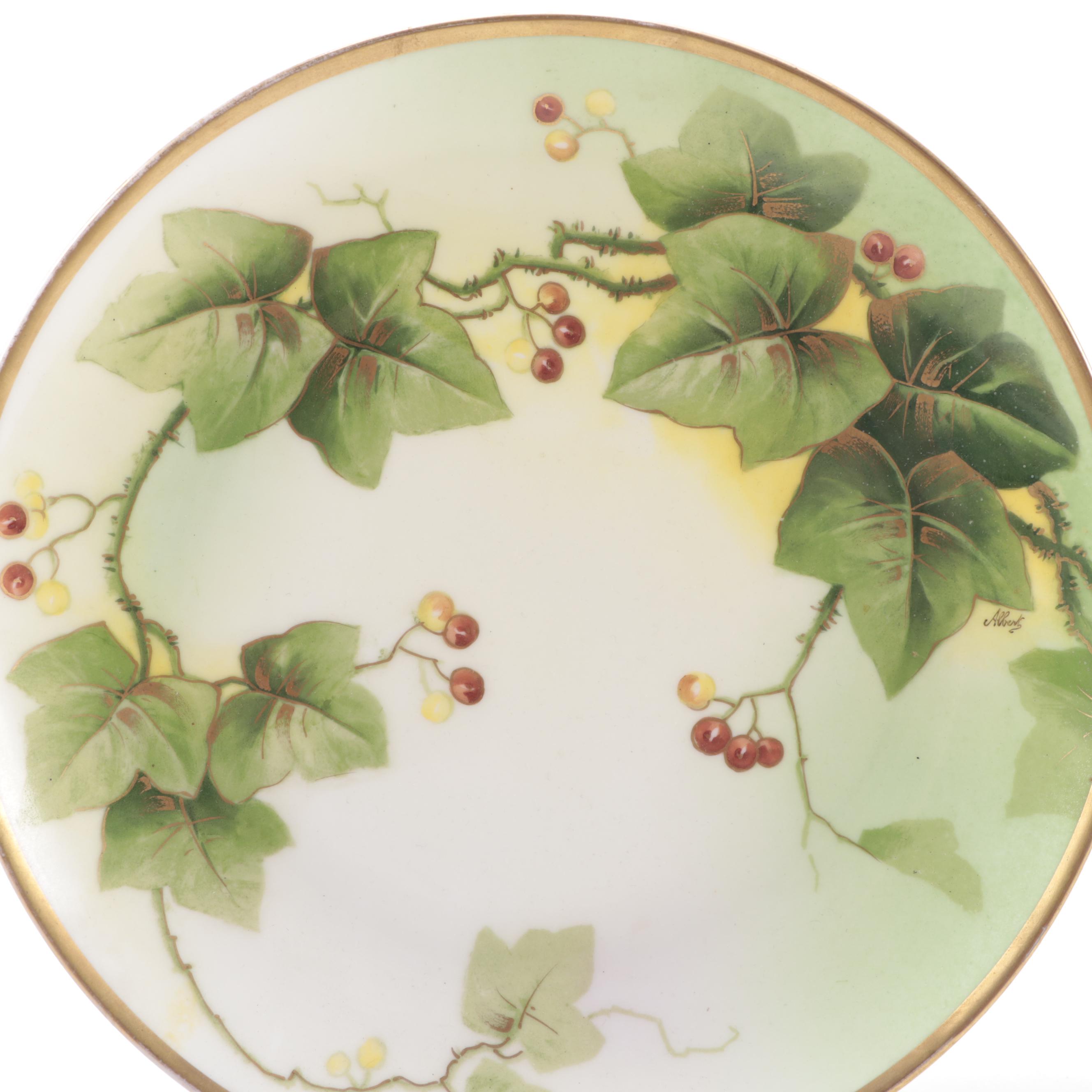 Continental Hand-Painted Porcelain Plates, Early to Mid-20th Century