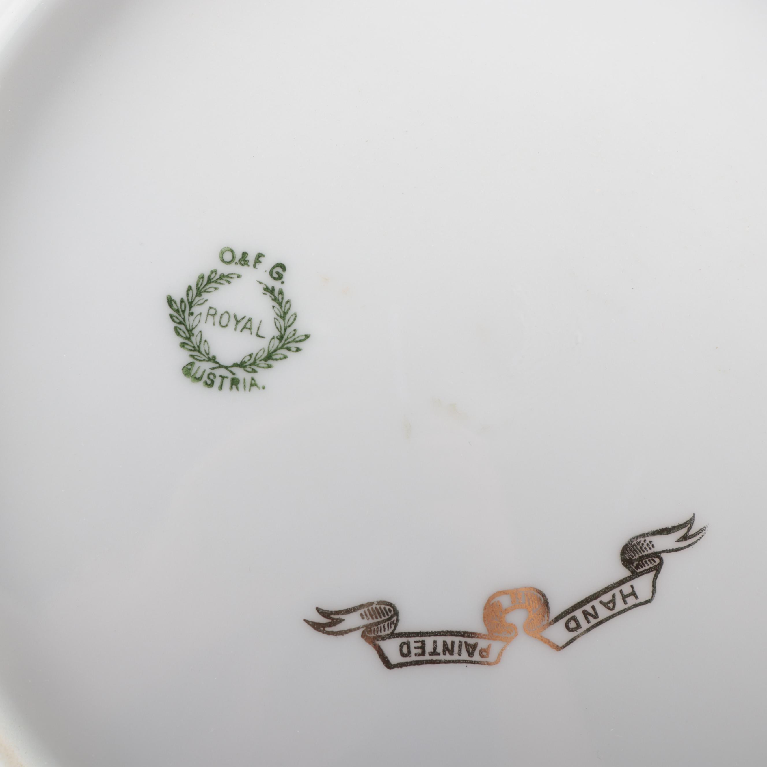 Continental Hand-Painted Porcelain Plates, Early to Mid-20th Century