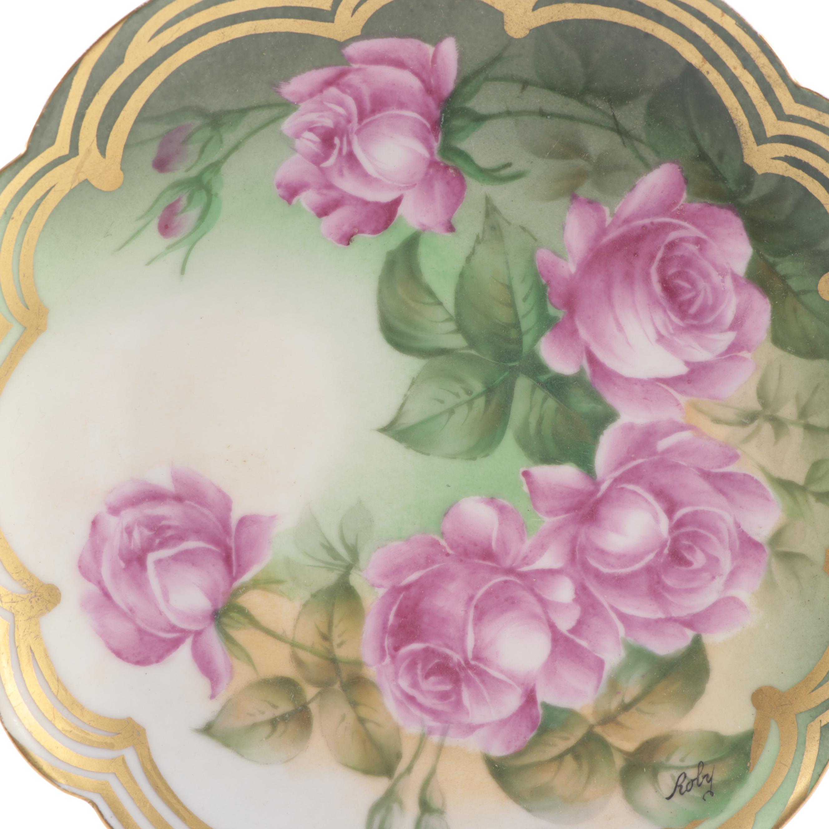 Continental Hand-Painted Porcelain Plates, Early to Mid-20th Century