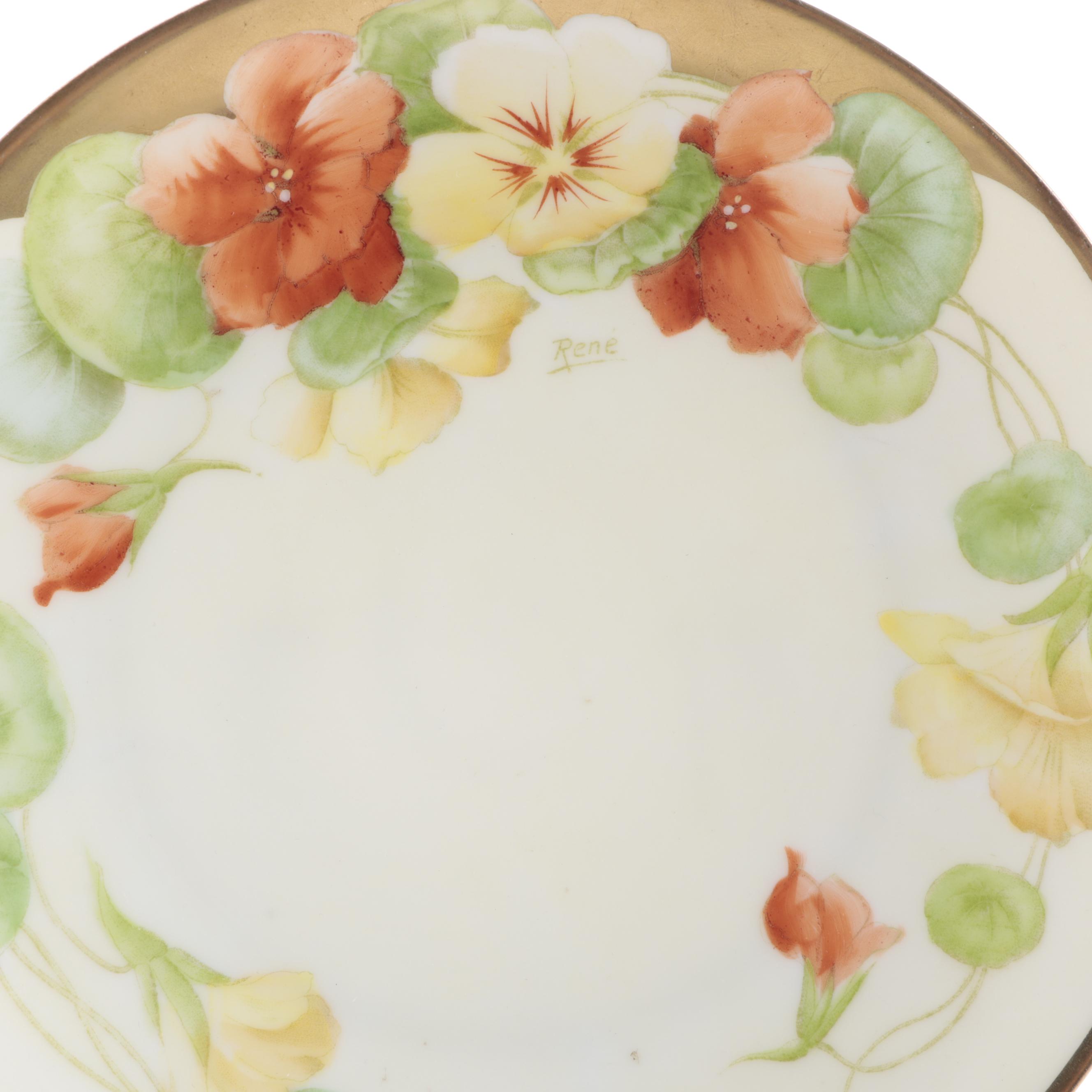 Continental Hand-Painted Porcelain Plates, Early to Mid-20th Century