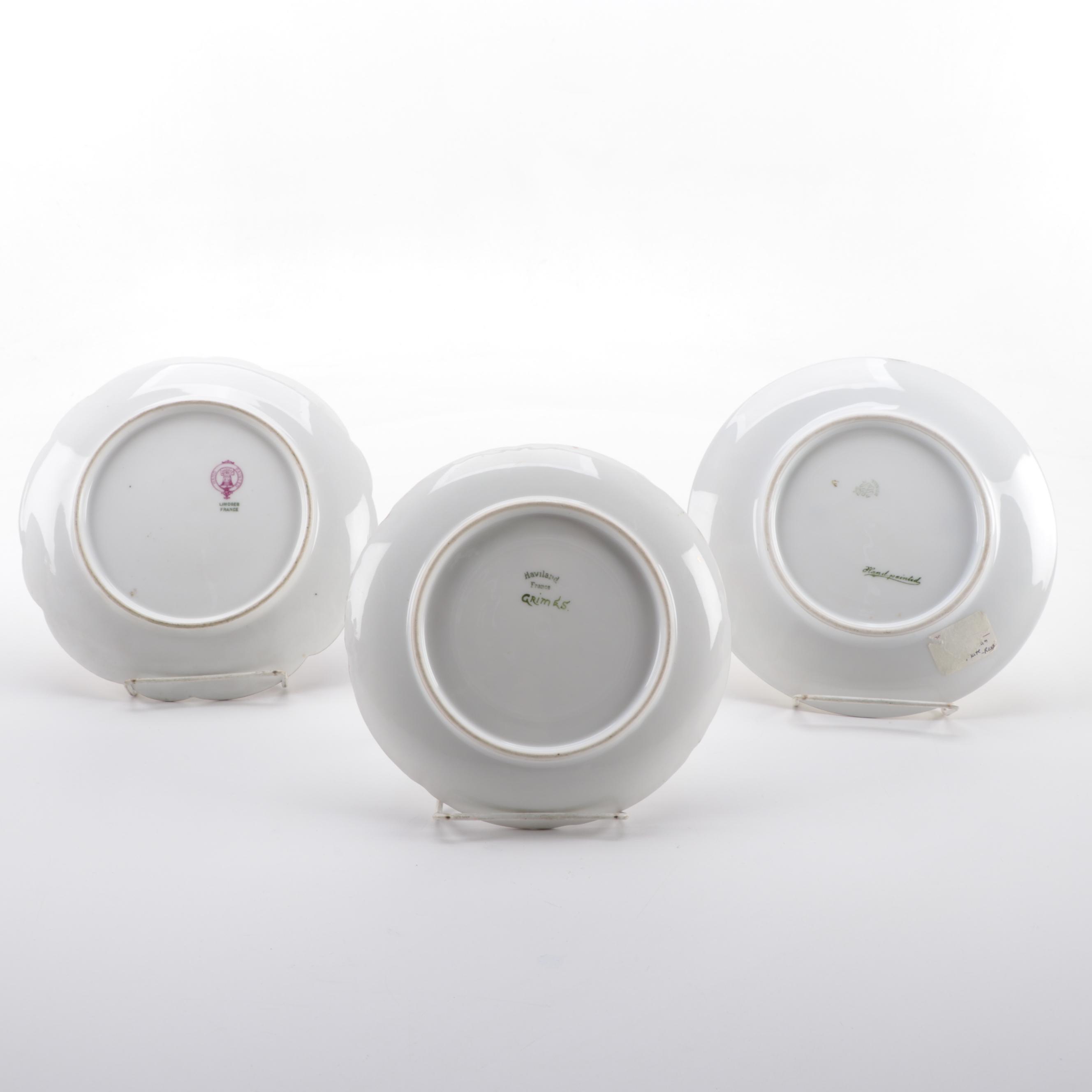 Continental Hand-Painted Porcelain Plates, Early to Mid-20th Century