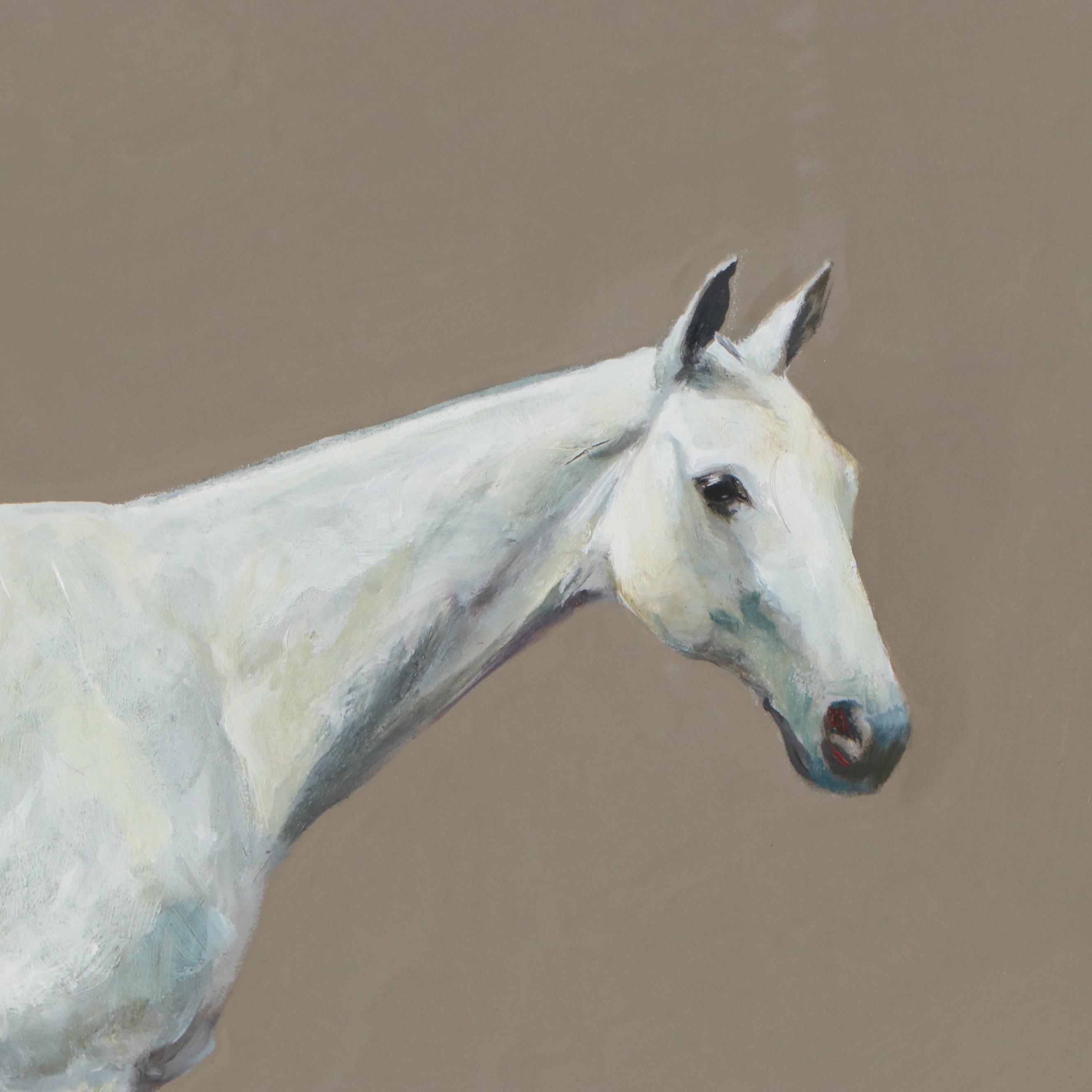 K.M. Kenneth Daly Oil Painting of Grey Horse, Late 20th Century