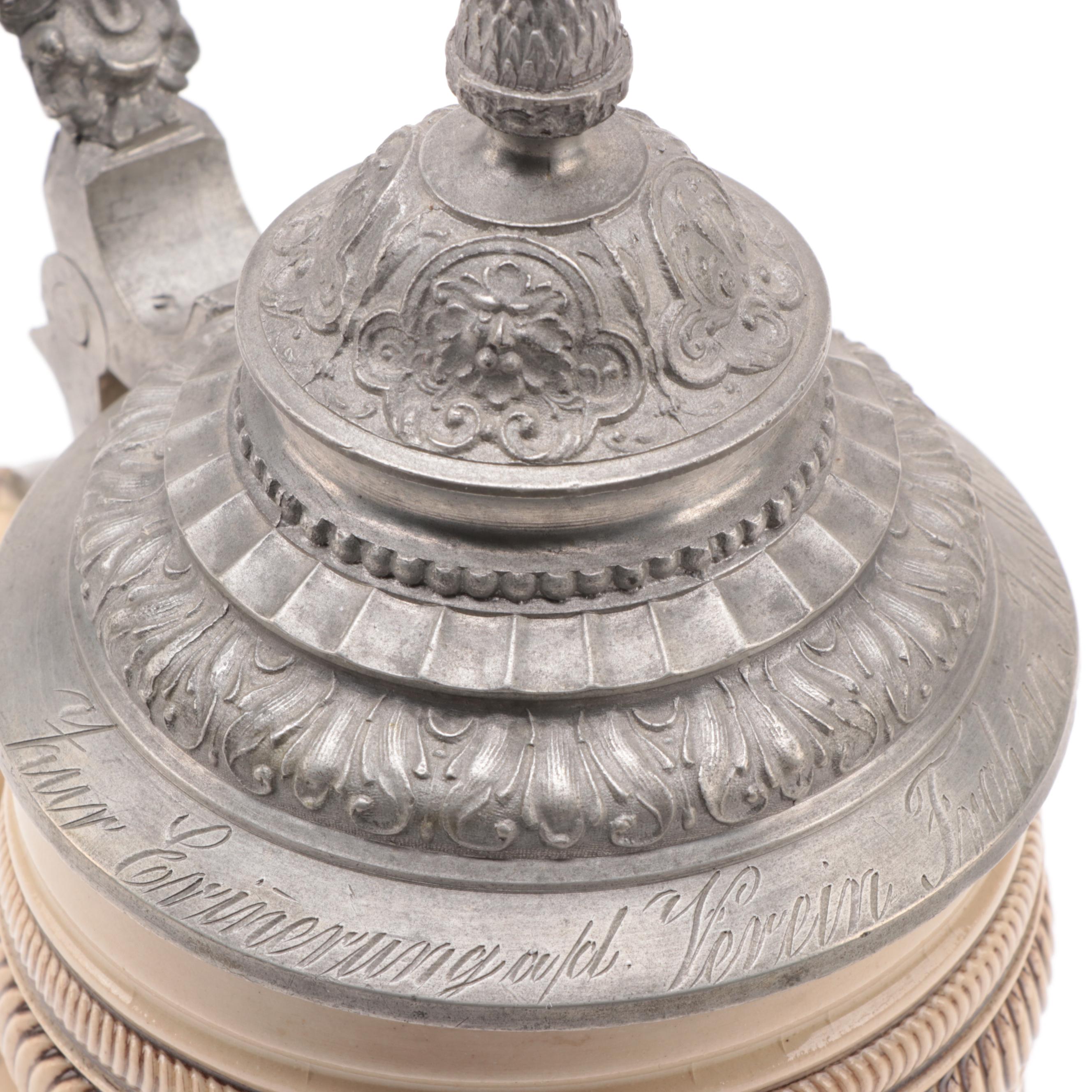 Thewalt Kaiser Wilhelm II Beer Stein, "For King and Fatherland"