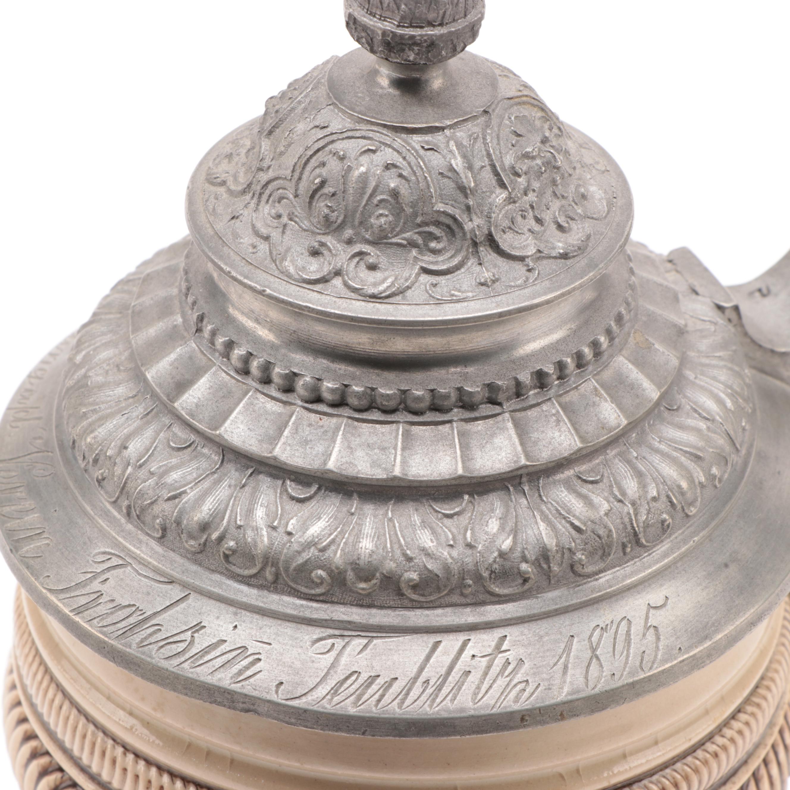 Thewalt Kaiser Wilhelm II Beer Stein, "For King and Fatherland"