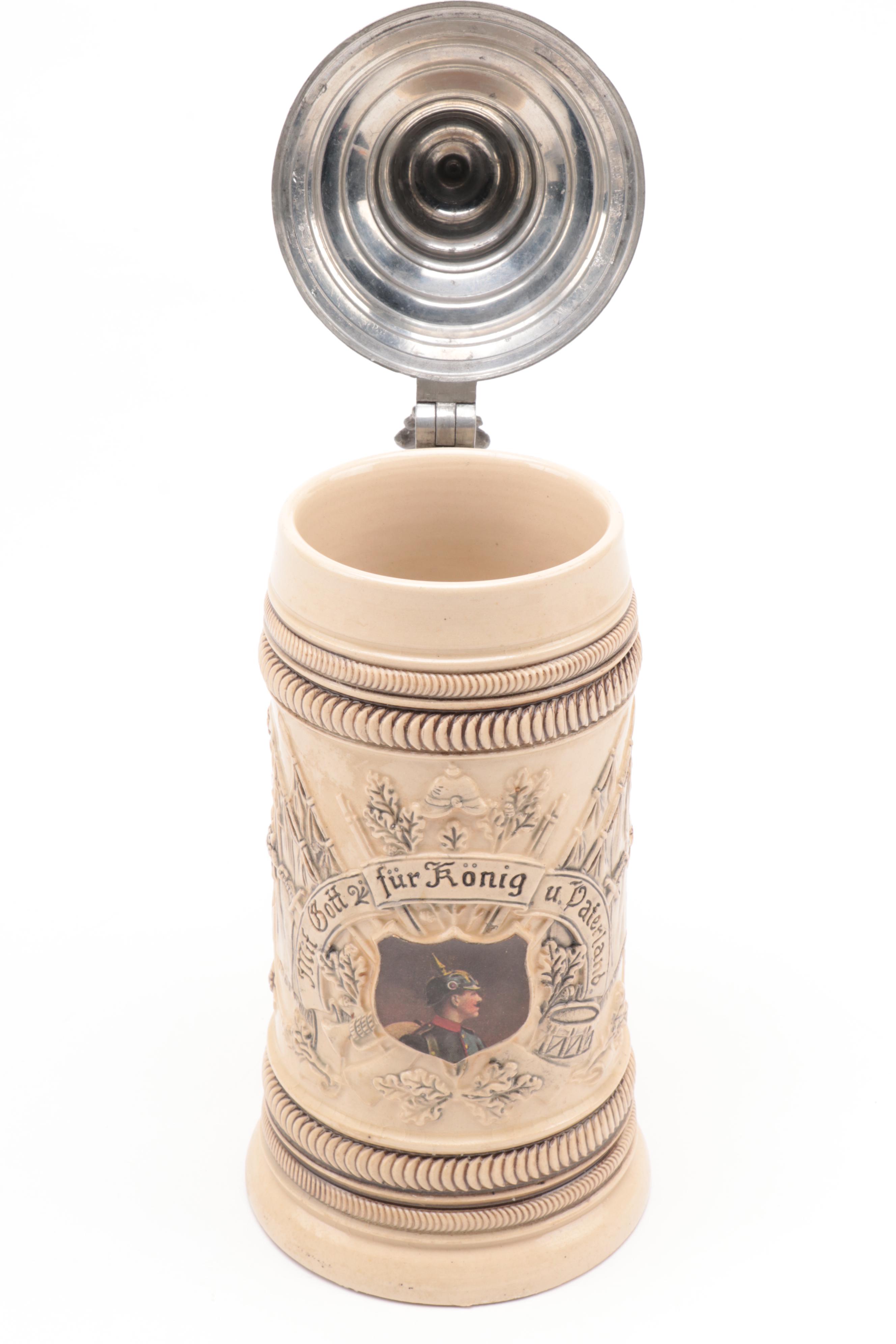 Thewalt Kaiser Wilhelm II Beer Stein, "For King and Fatherland"