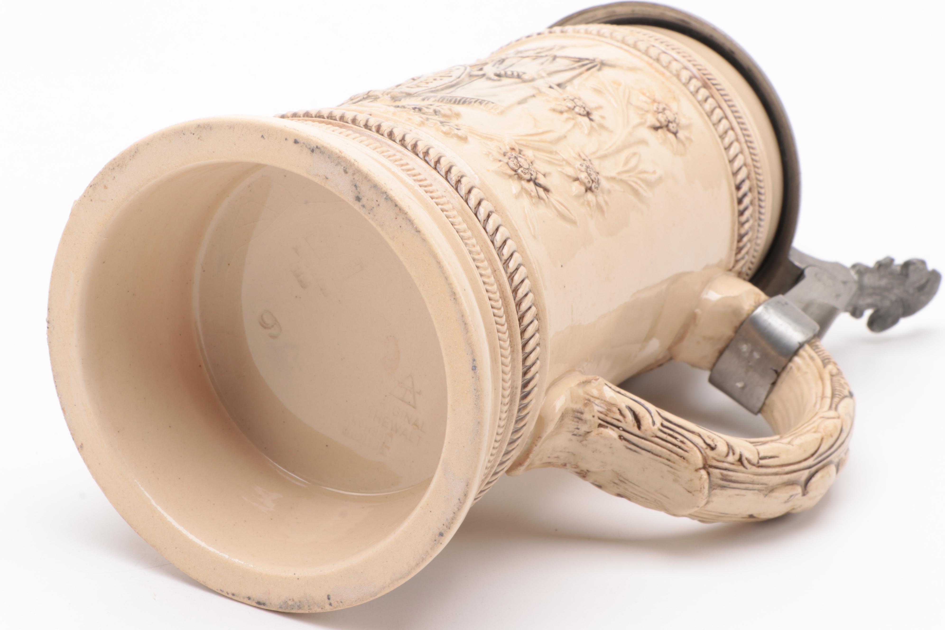 Thewalt Kaiser Wilhelm II Beer Stein, "For King and Fatherland"