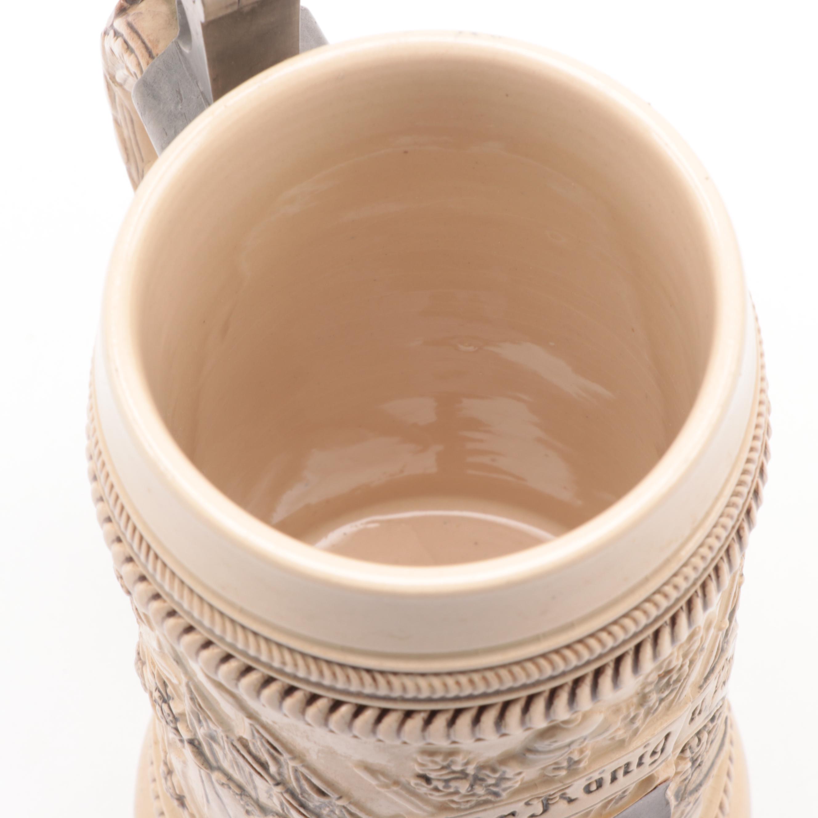 Thewalt Kaiser Wilhelm II Beer Stein, "For King and Fatherland"