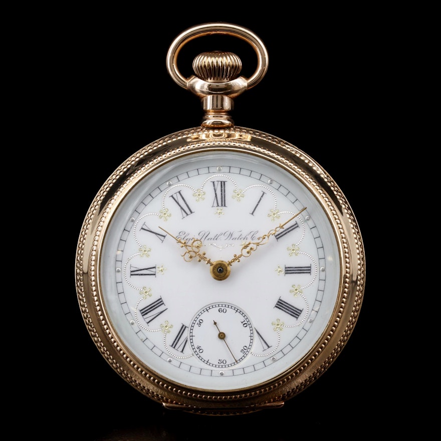 1898 Elgin 14K Gold Filled Open Face Pocket Watch