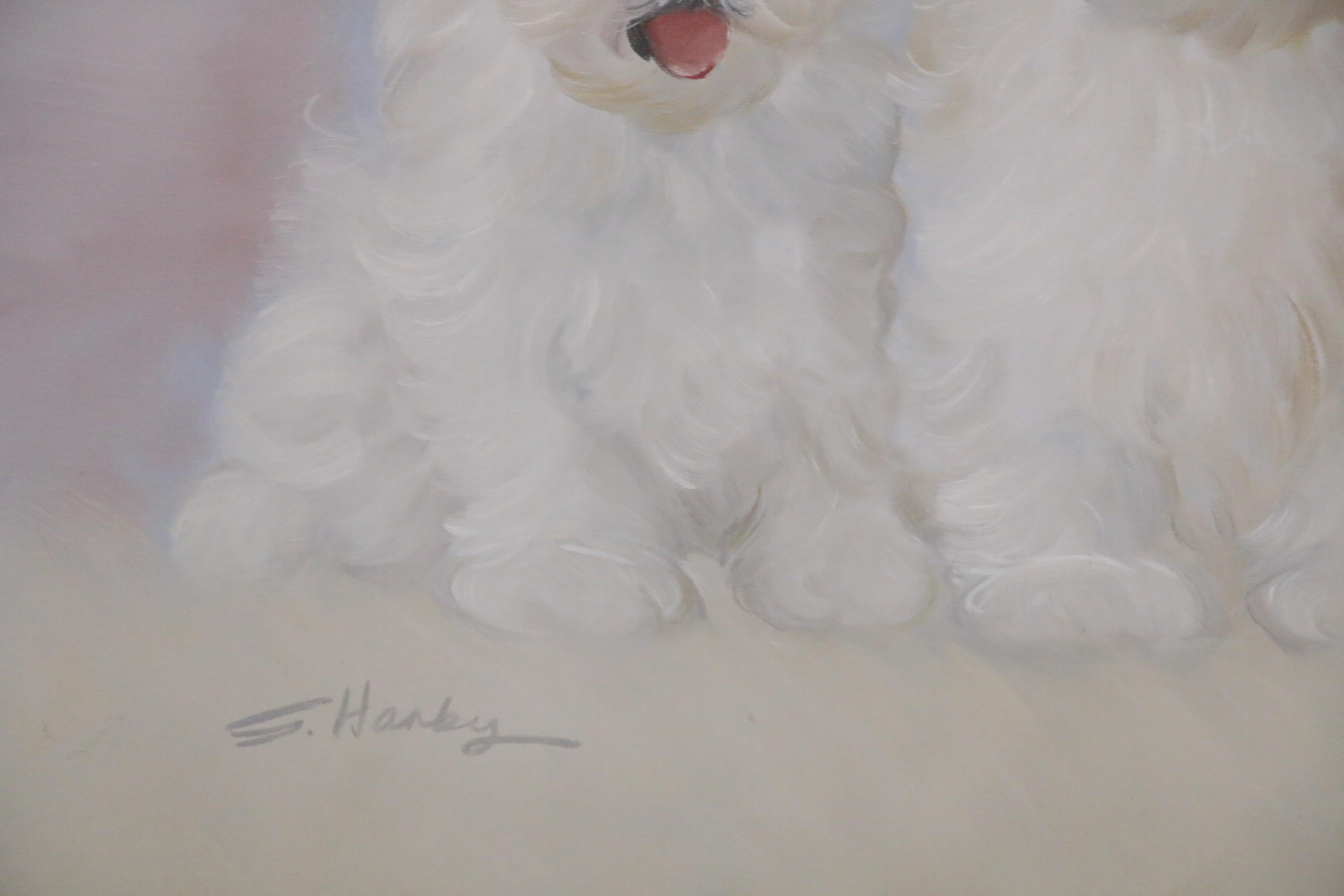 Oil Painting of Maltese Puppies, Late 20th Century