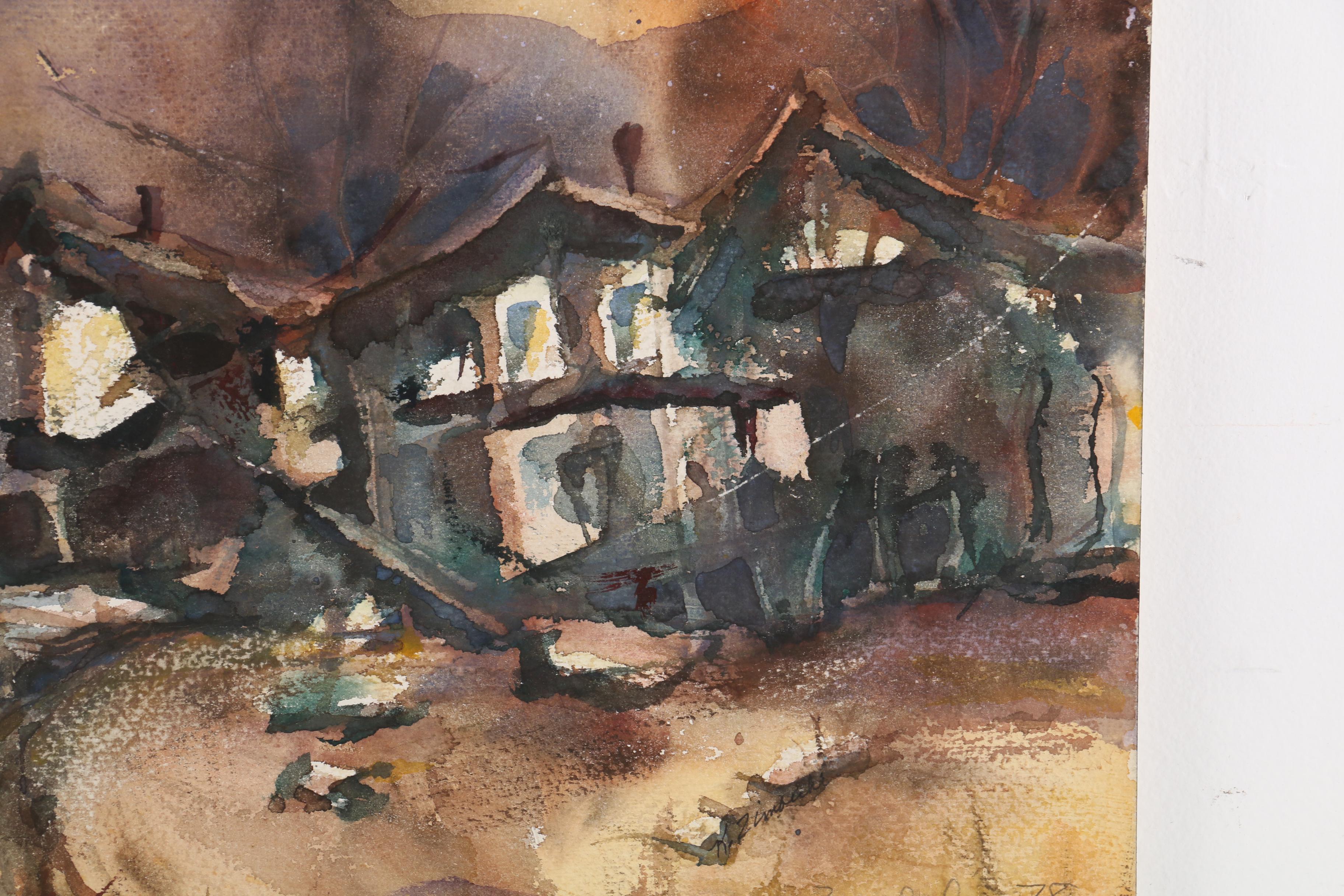 Kathleen Zimbicki Abstract Watercolor Painting, 1978