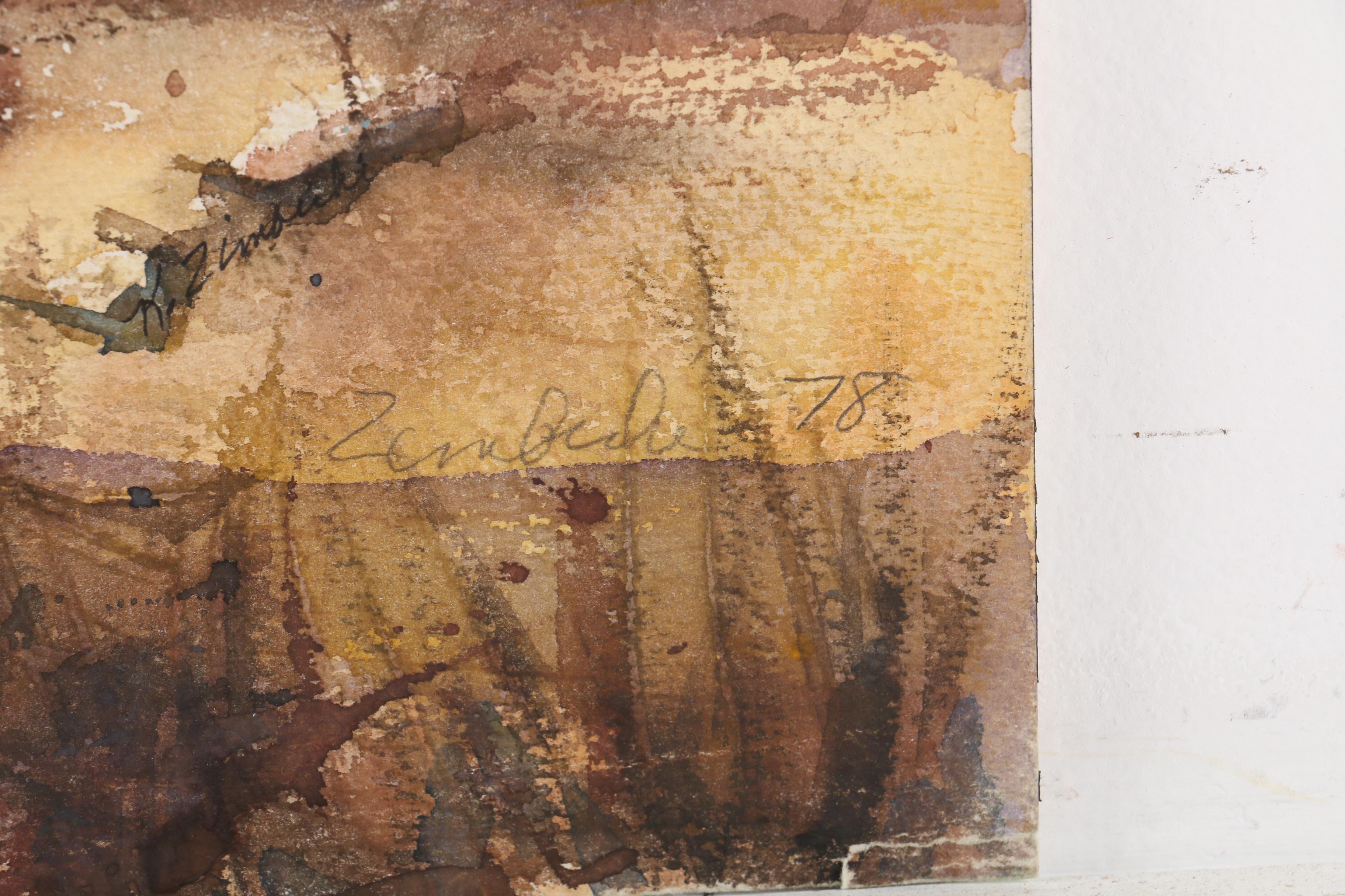 Kathleen Zimbicki Abstract Watercolor Painting, 1978