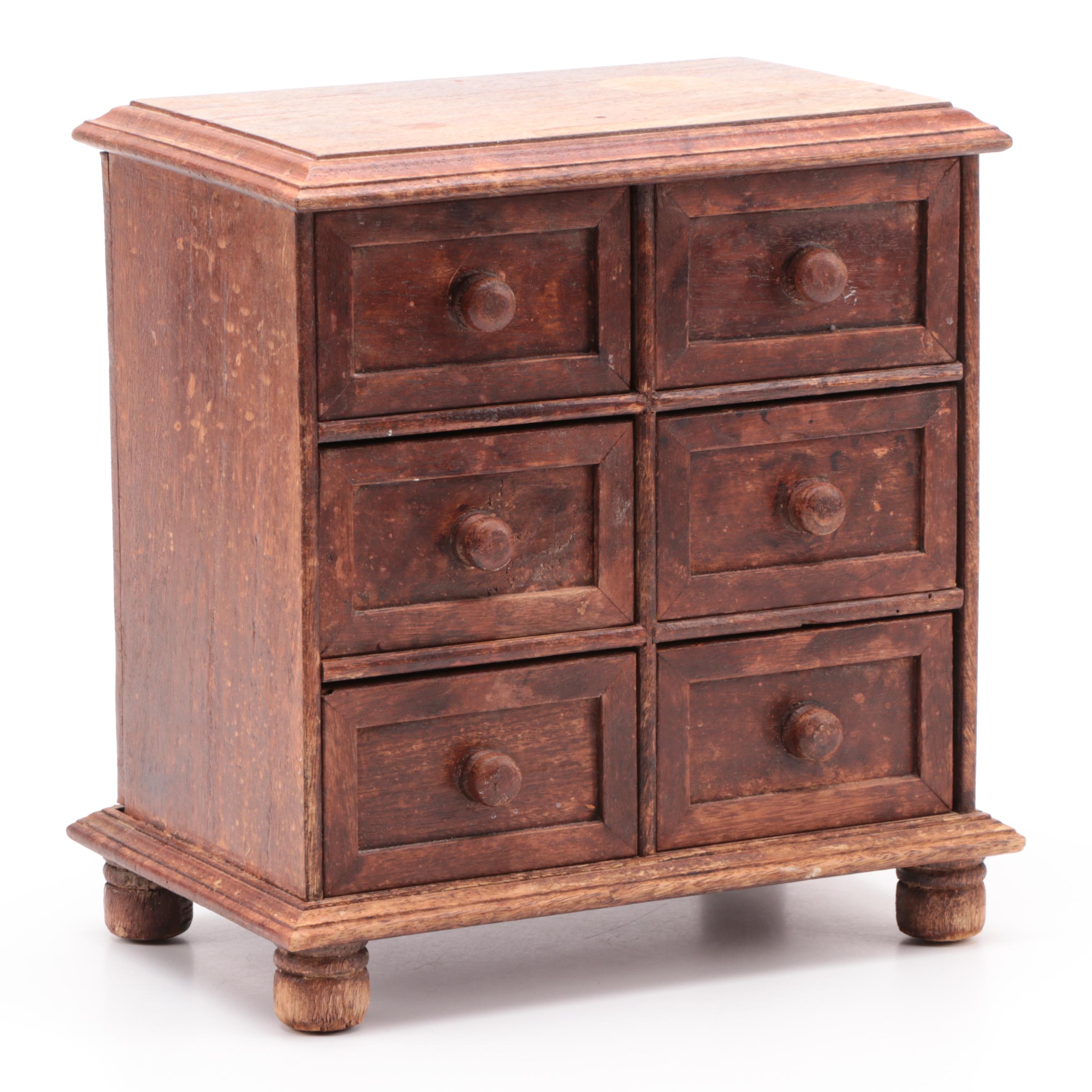 American Primitive Six-Drawer Apothecary Table Top Chest, Mid to Late 19th C.