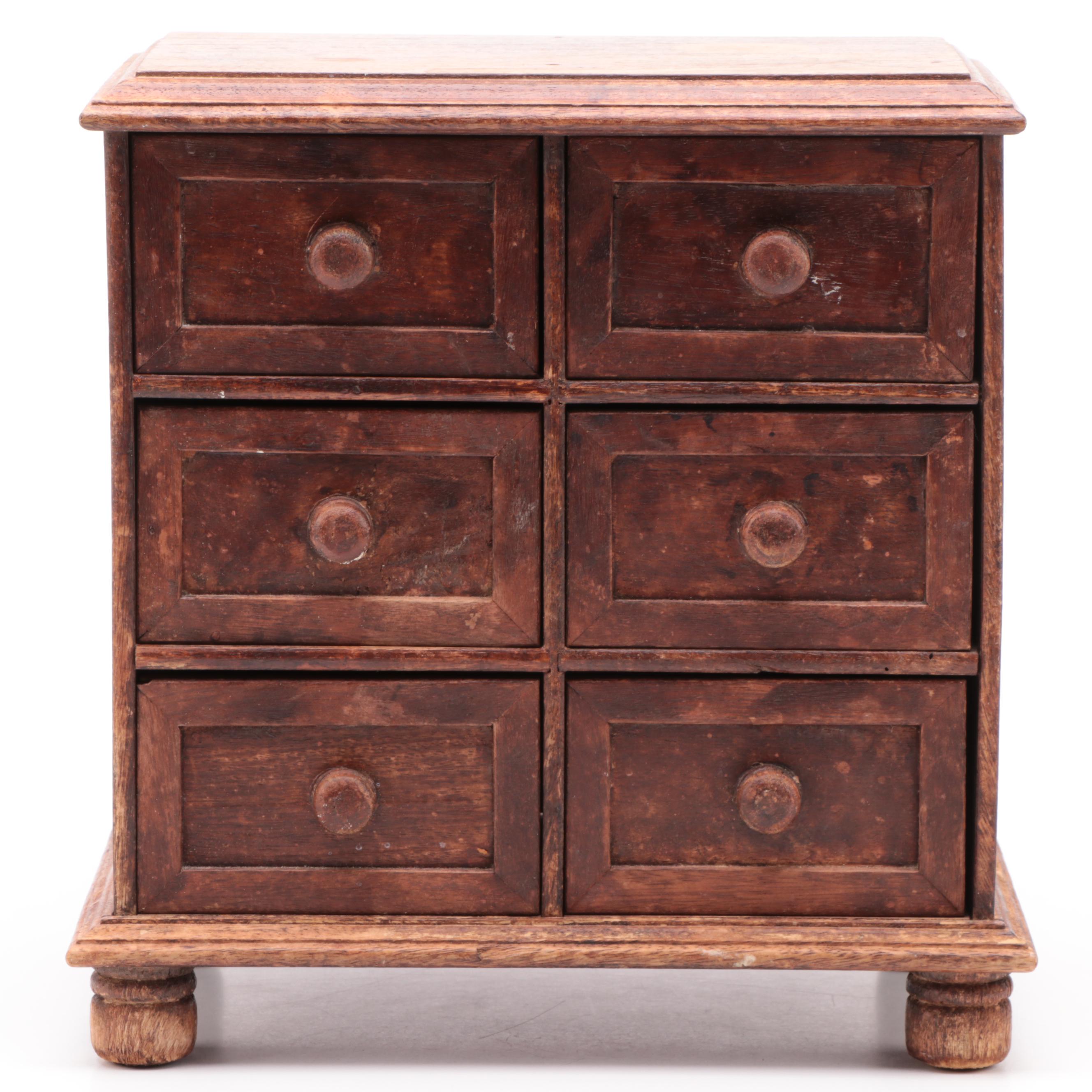 American Primitive Six-Drawer Apothecary Table Top Chest, Mid to Late 19th C.