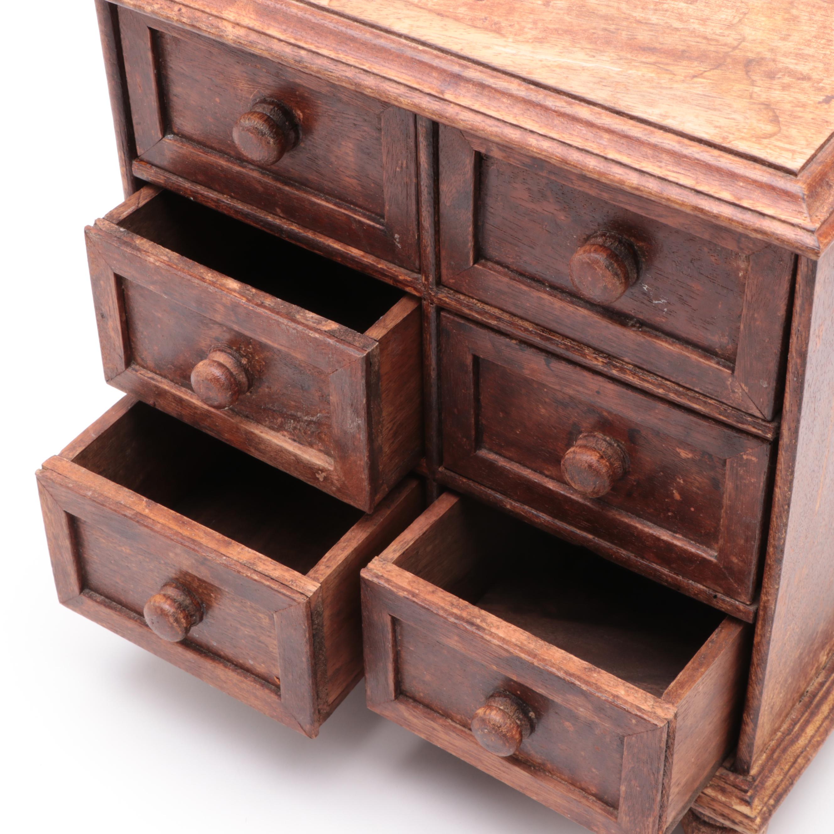 American Primitive Six-Drawer Apothecary Table Top Chest, Mid to Late 19th C.