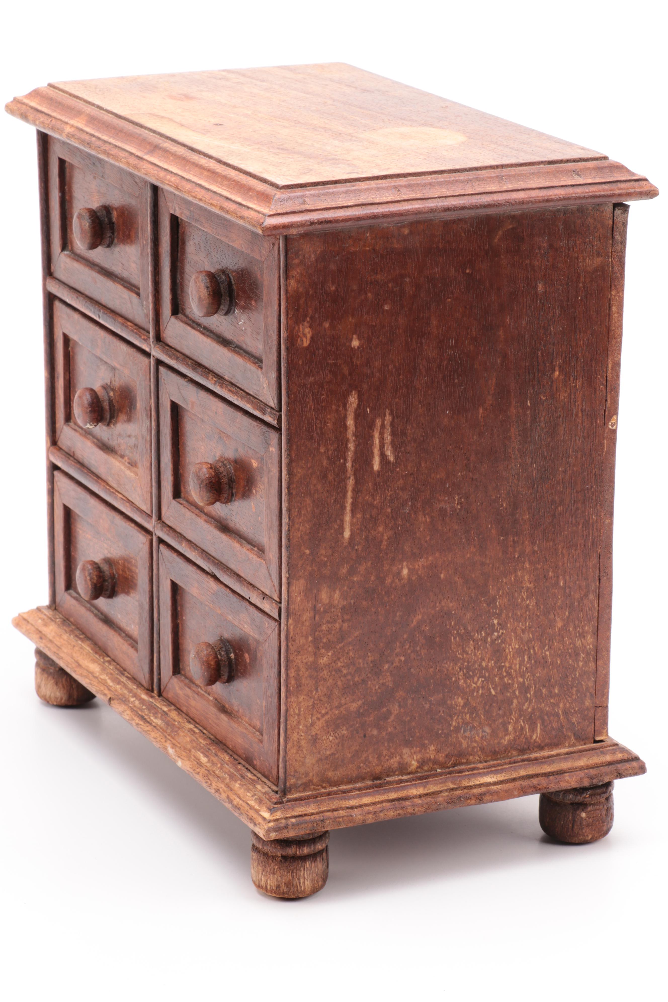 American Primitive Six-Drawer Apothecary Table Top Chest, Mid to Late 19th C.