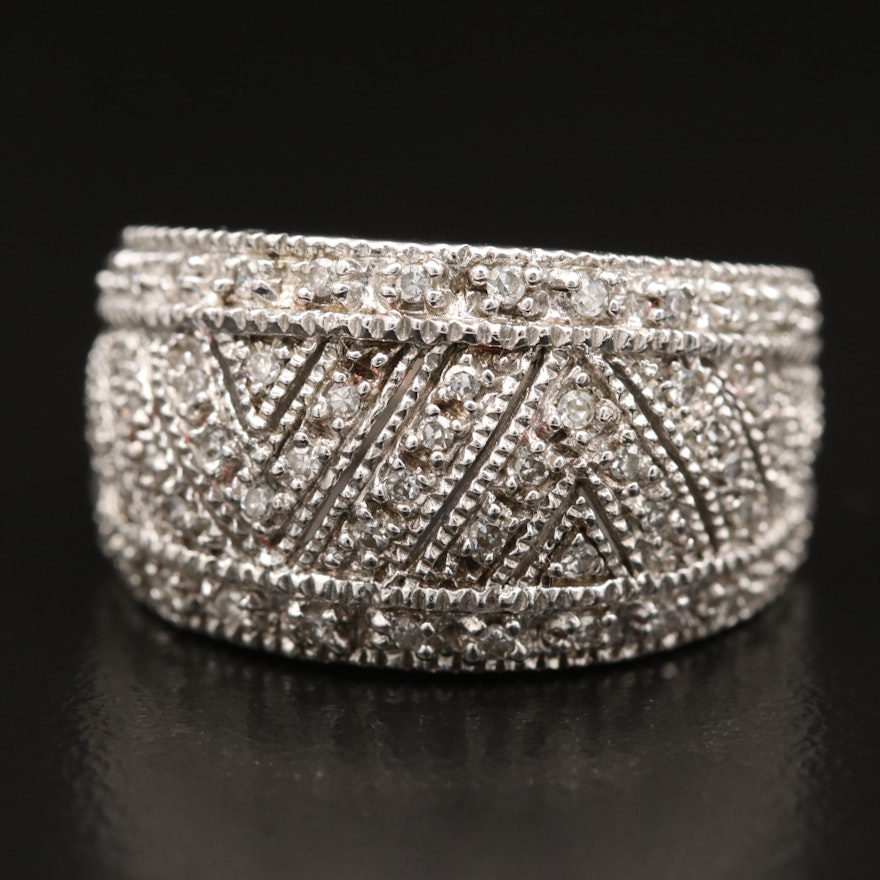 Sterling Silver Diamond Tapered Band