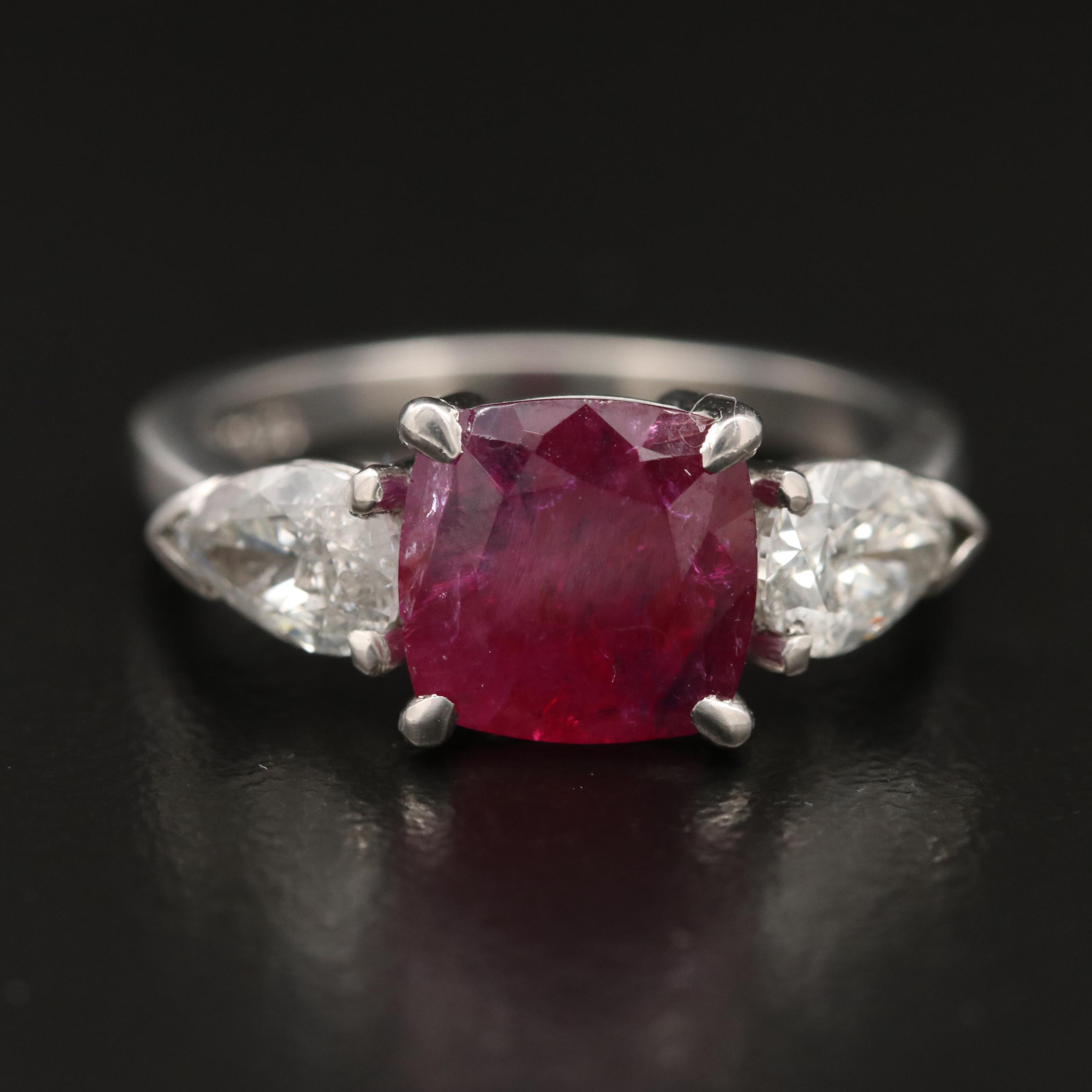 Platinum 2.46 CT Ruby and Diamond Ring