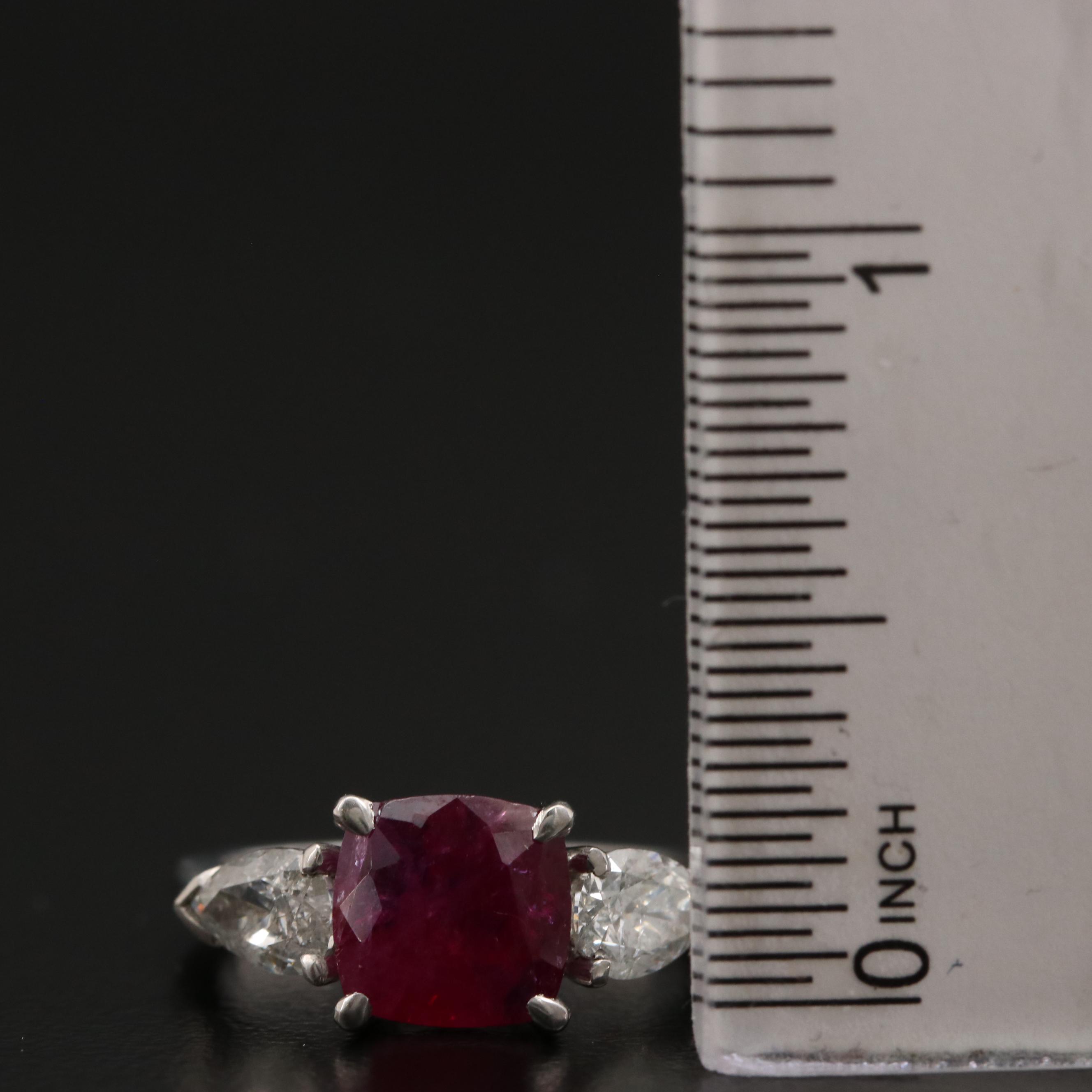 Platinum 2.46 CT Ruby and Diamond Ring