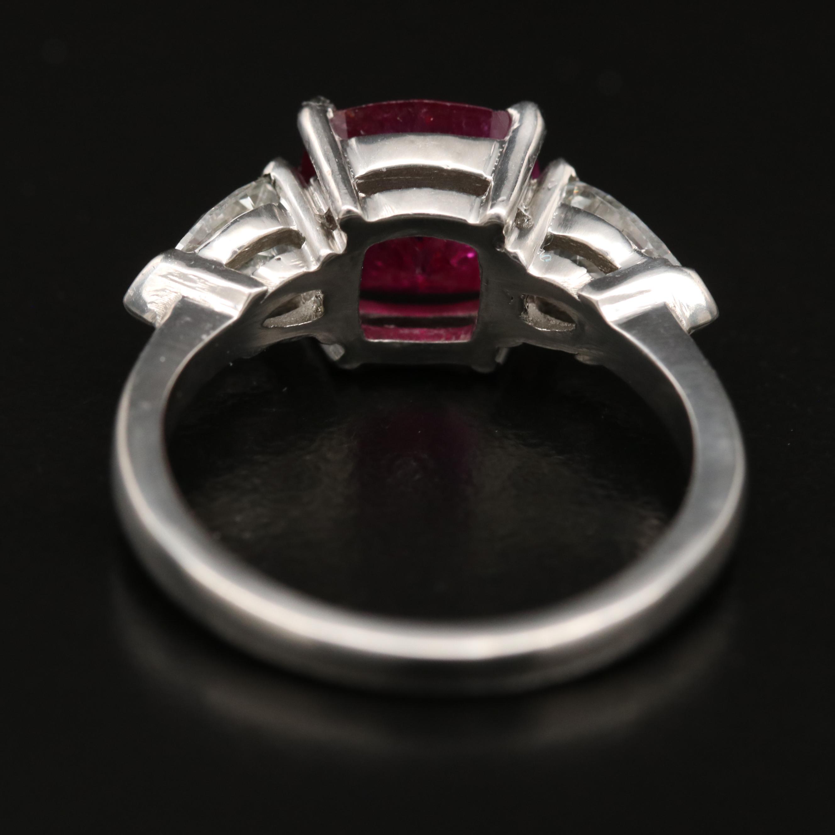 Platinum 2.46 CT Ruby and Diamond Ring
