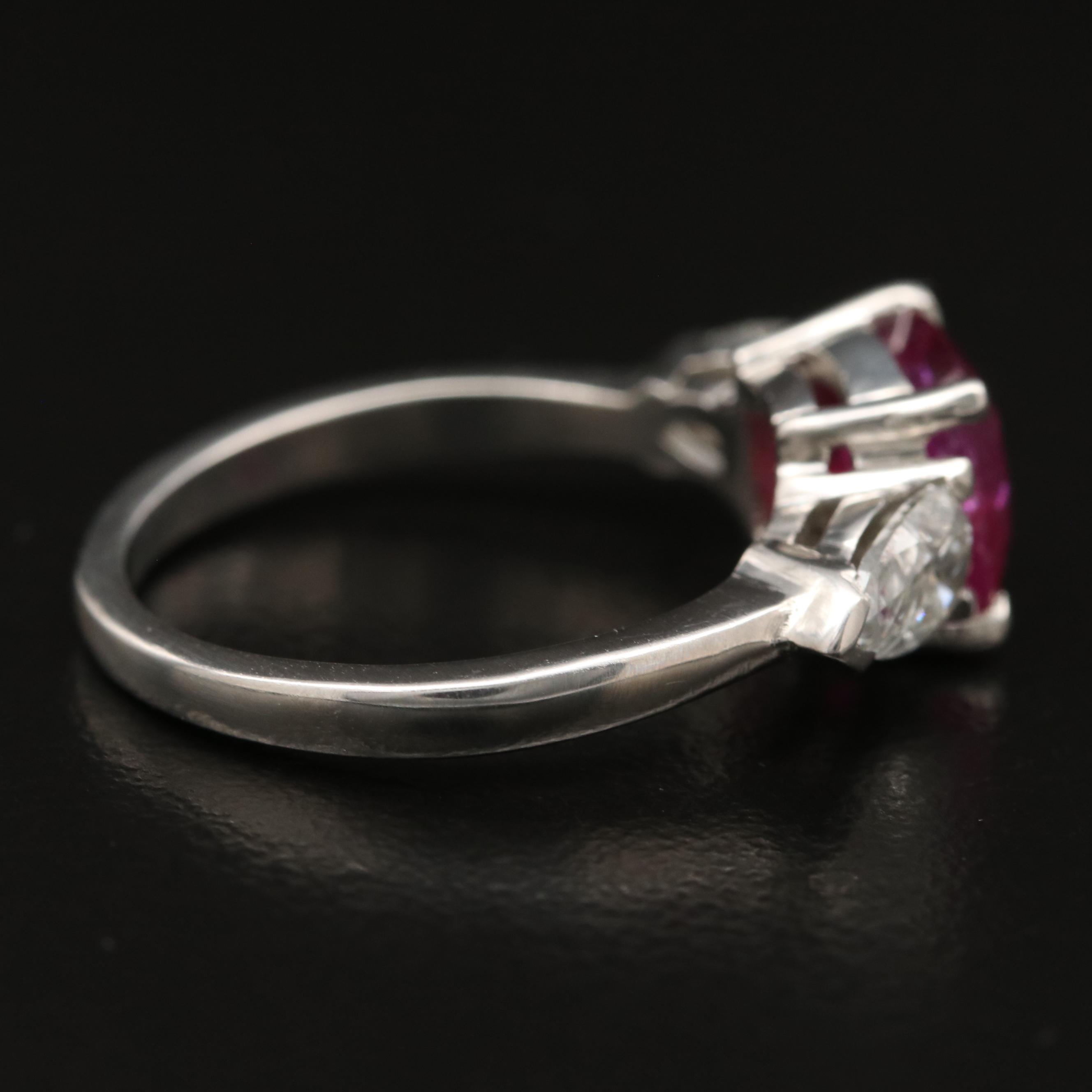 Platinum 2.46 CT Ruby and Diamond Ring