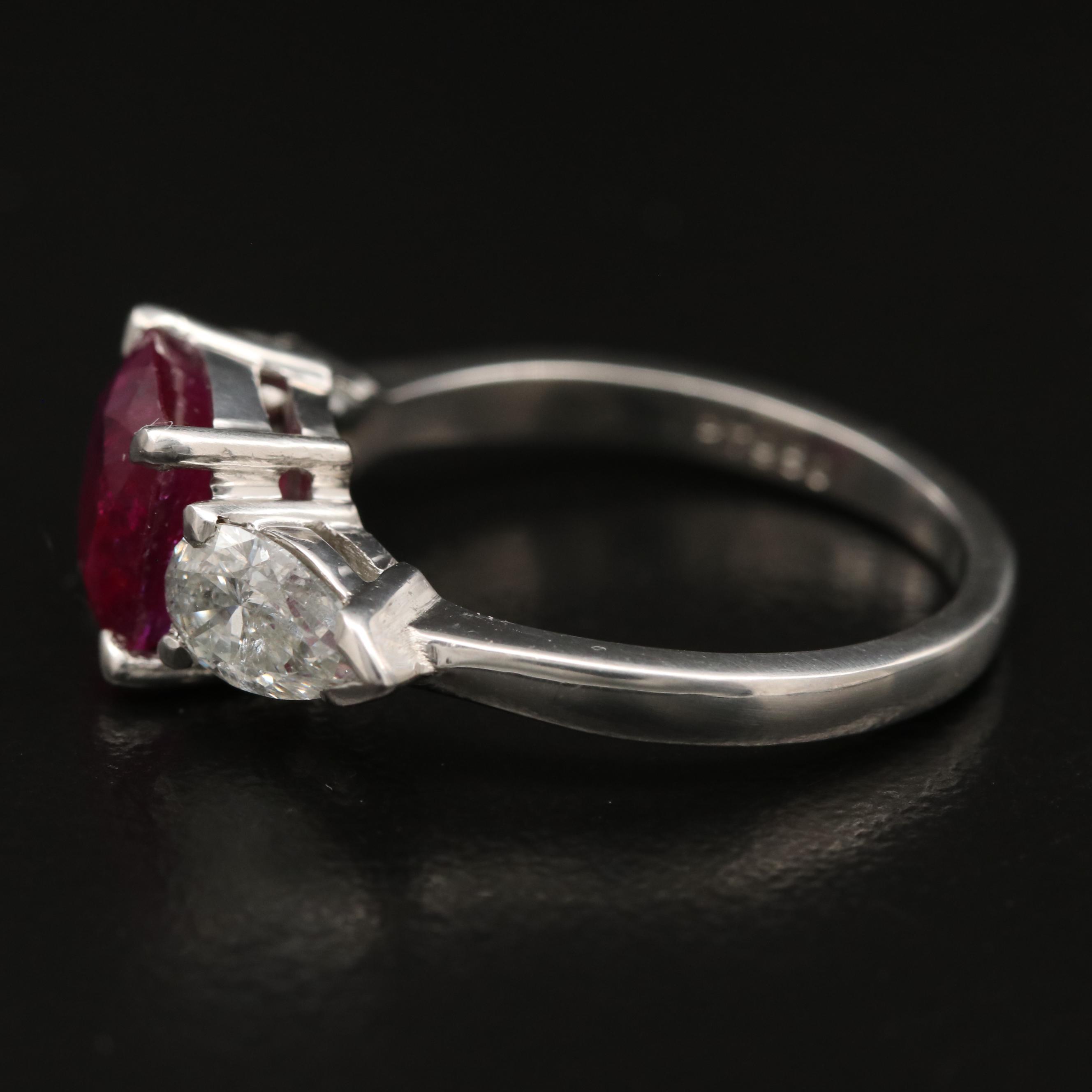 Platinum 2.46 CT Ruby and Diamond Ring