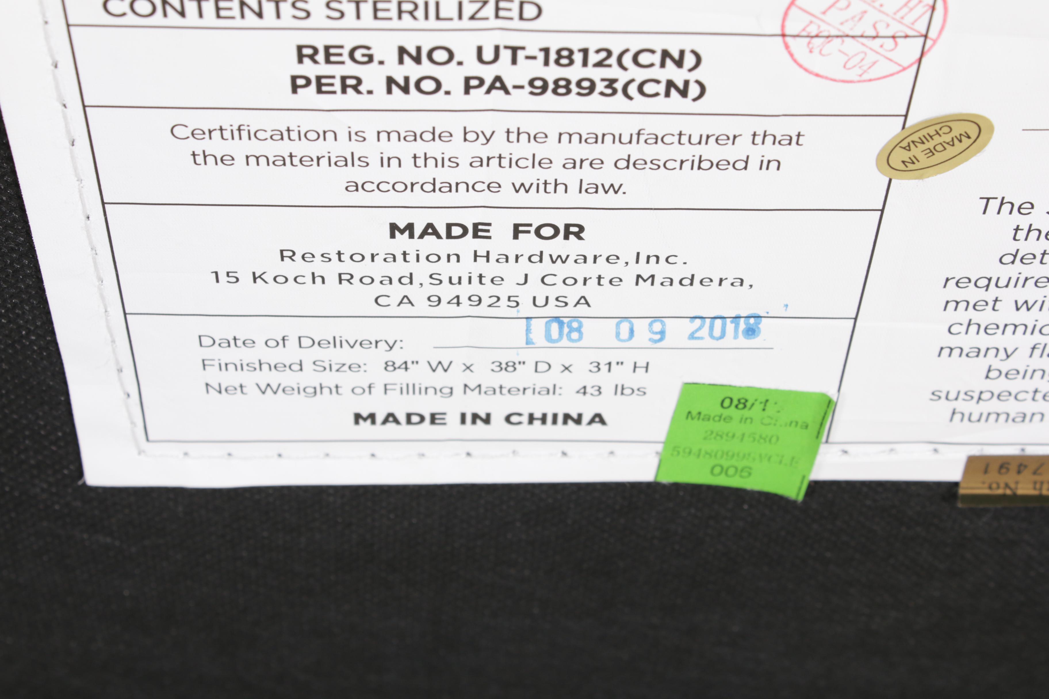 Restoration Hardware "Kensington" Leather Chesterfield Style Sofa