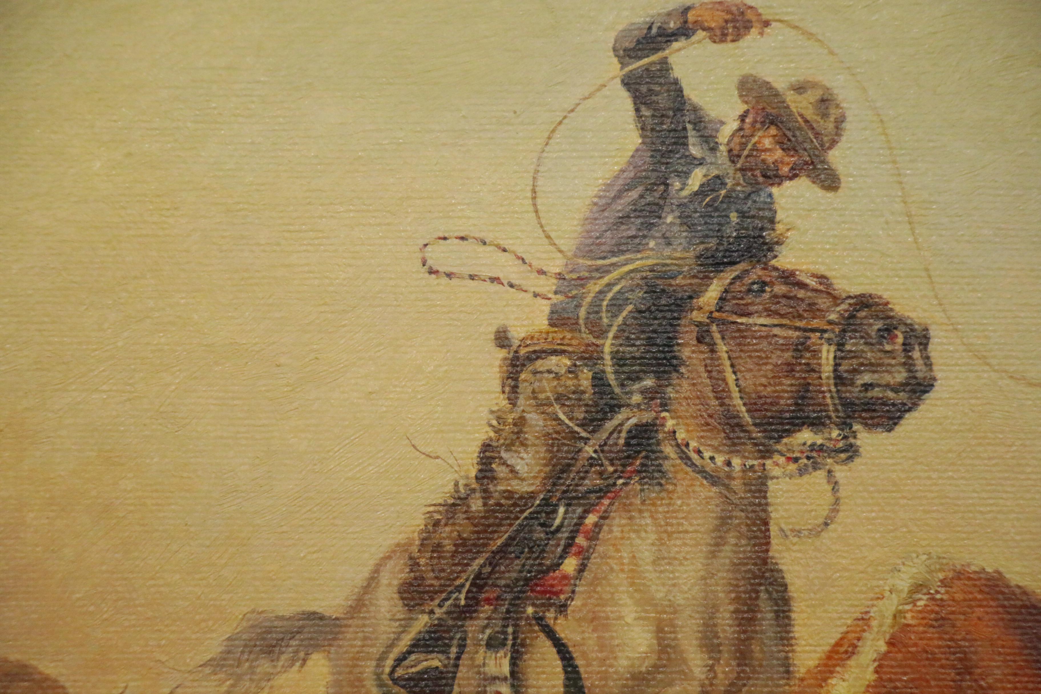 Charlie Dye Oil Painting "Throwing the Hoolihan," Mid-20th Century