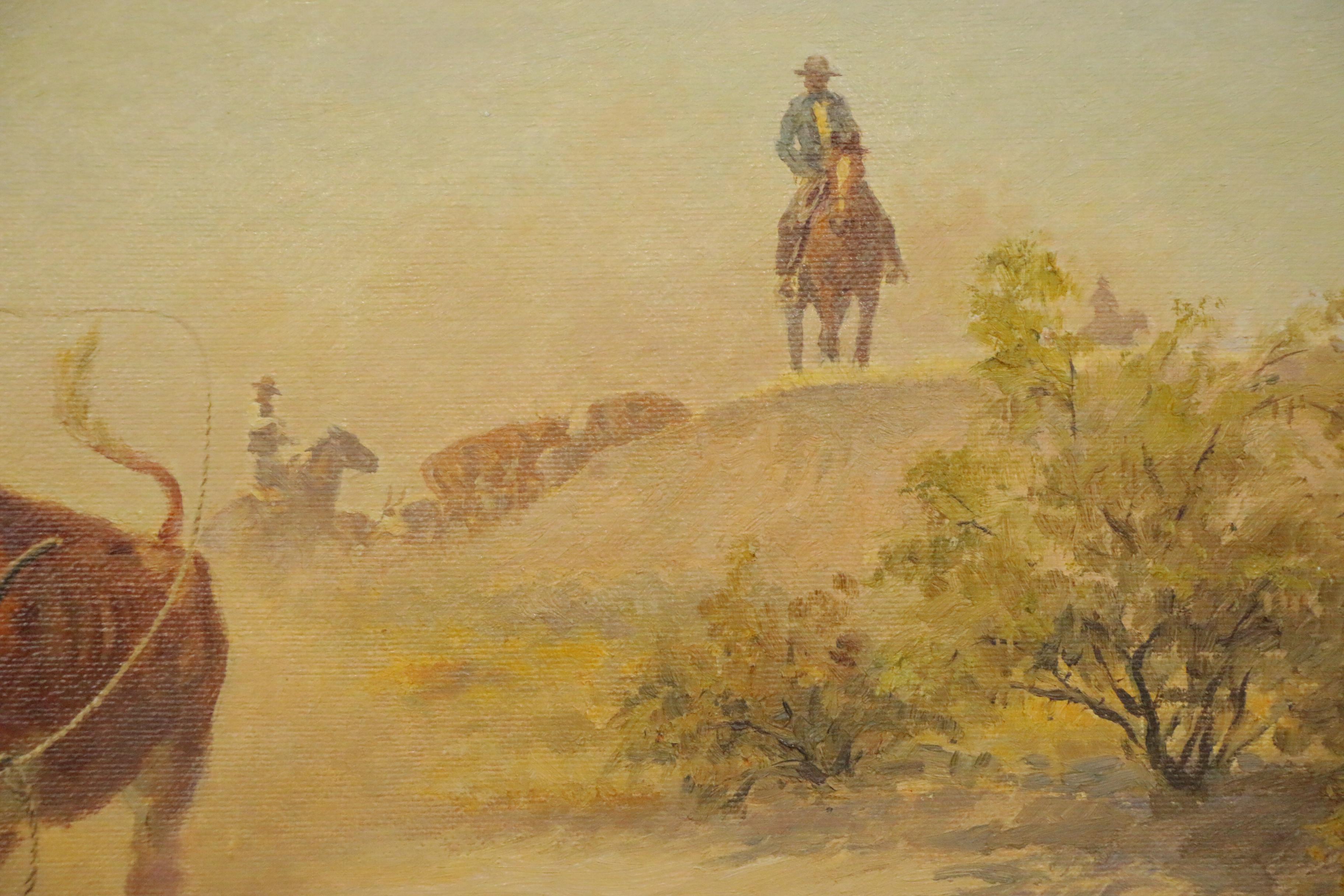 Charlie Dye Oil Painting "Throwing the Hoolihan," Mid-20th Century