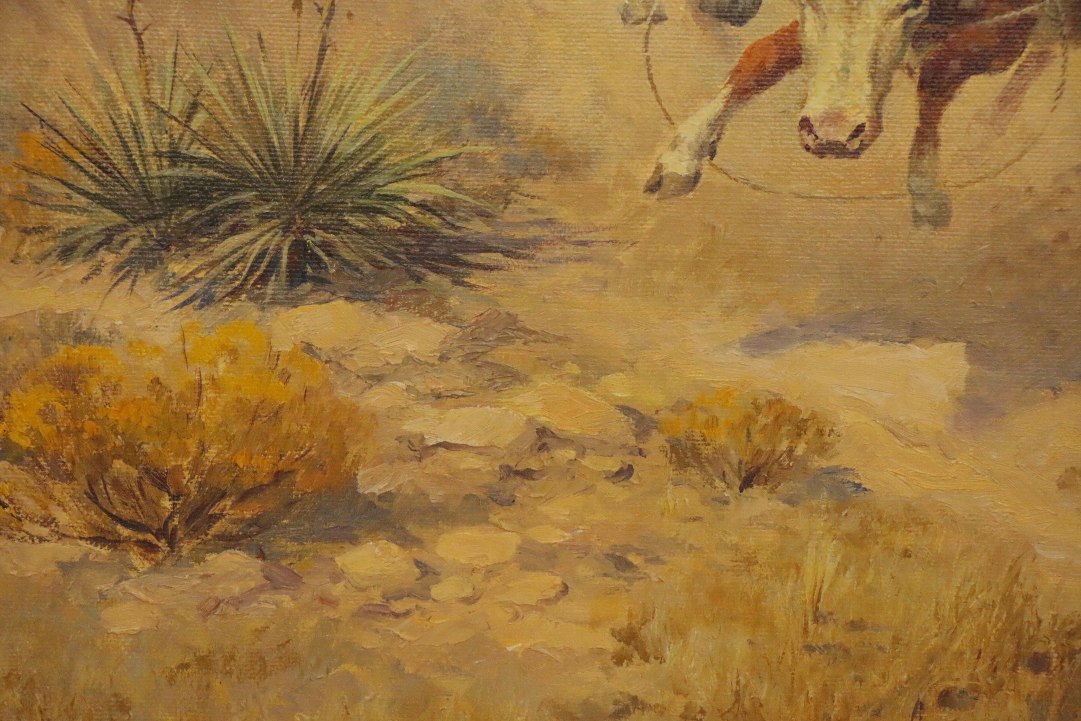 Charlie Dye Oil Painting "Throwing the Hoolihan," Mid-20th Century