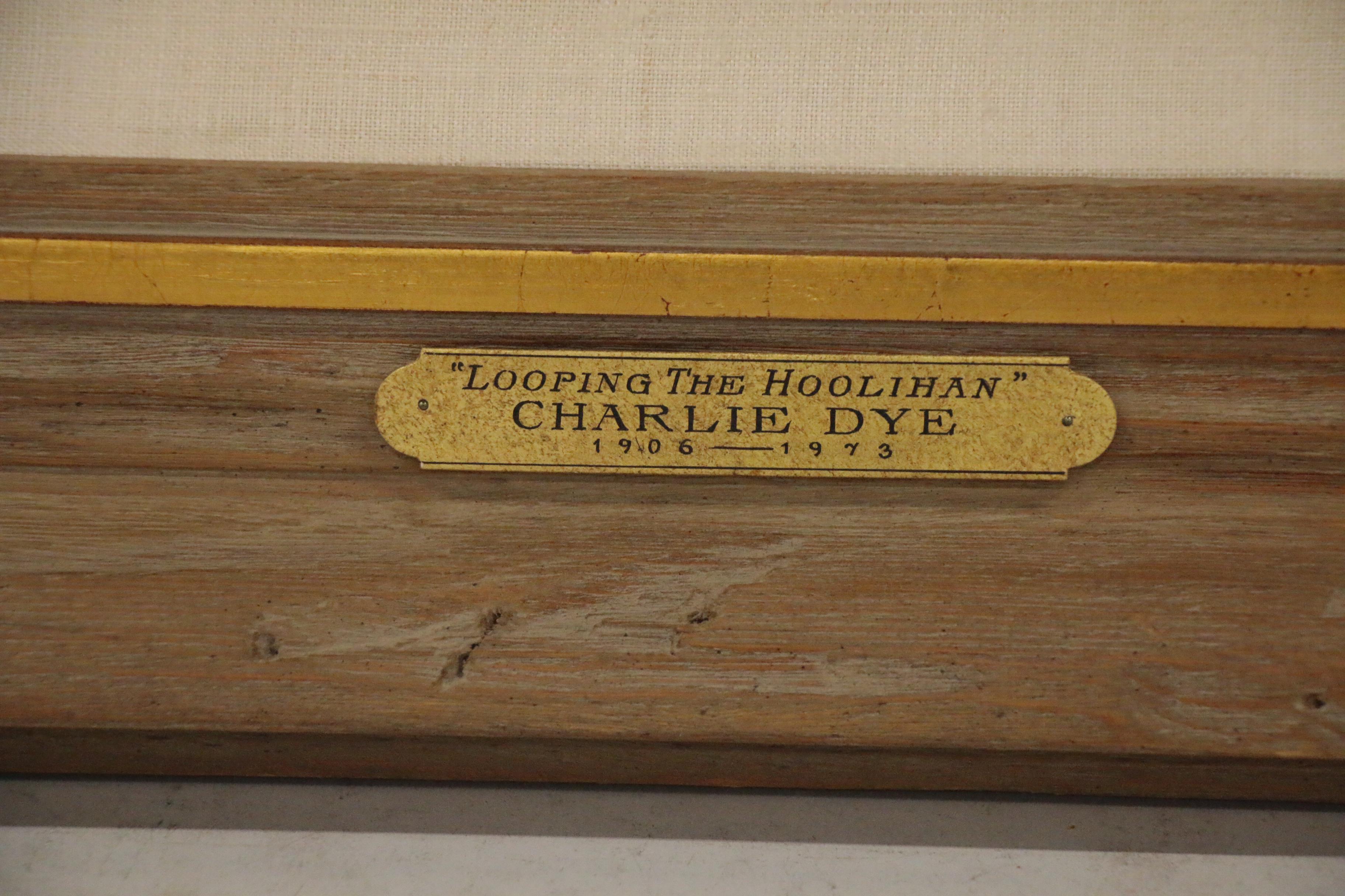 Charlie Dye Oil Painting "Throwing the Hoolihan," Mid-20th Century