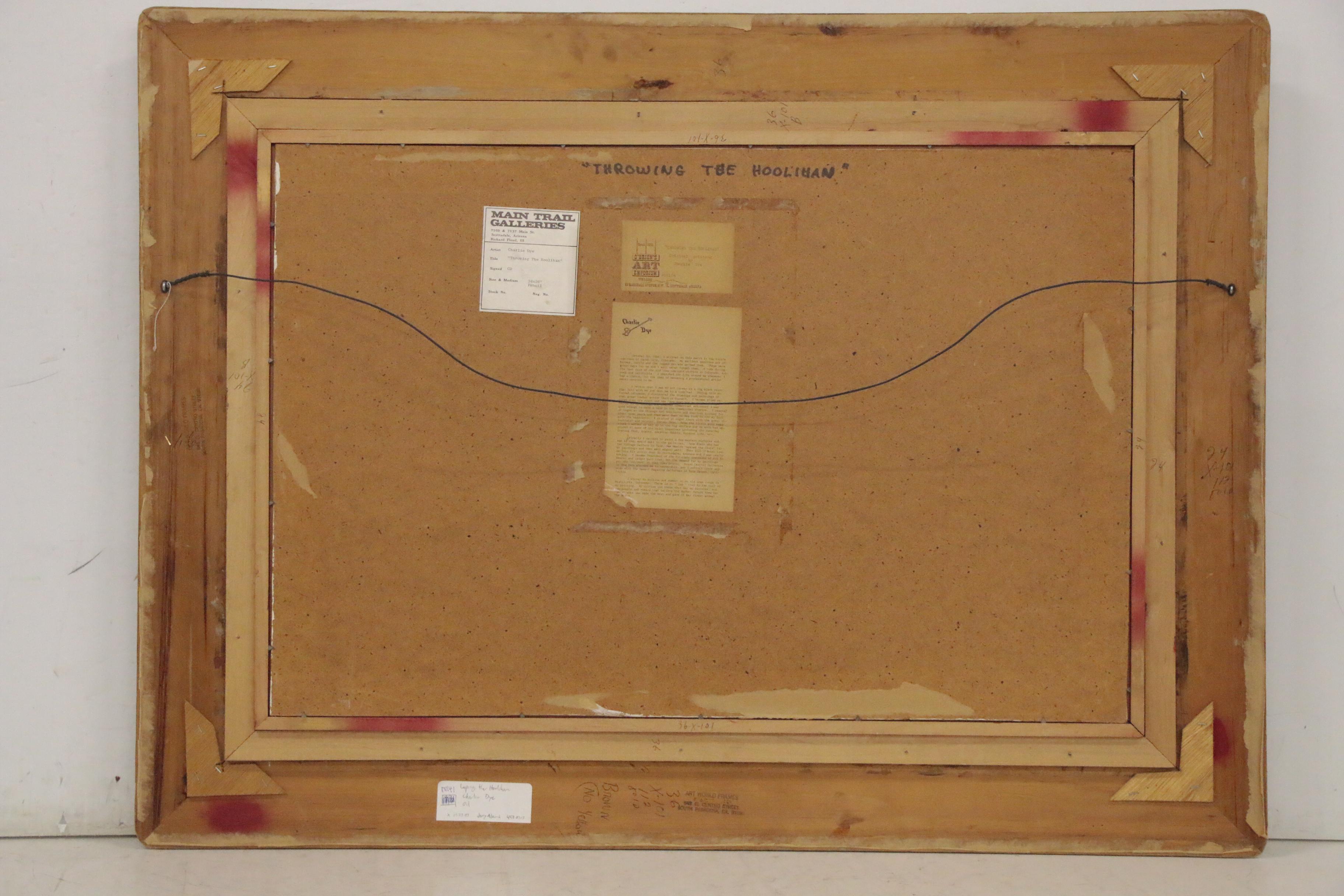 Charlie Dye Oil Painting "Throwing the Hoolihan," Mid-20th Century