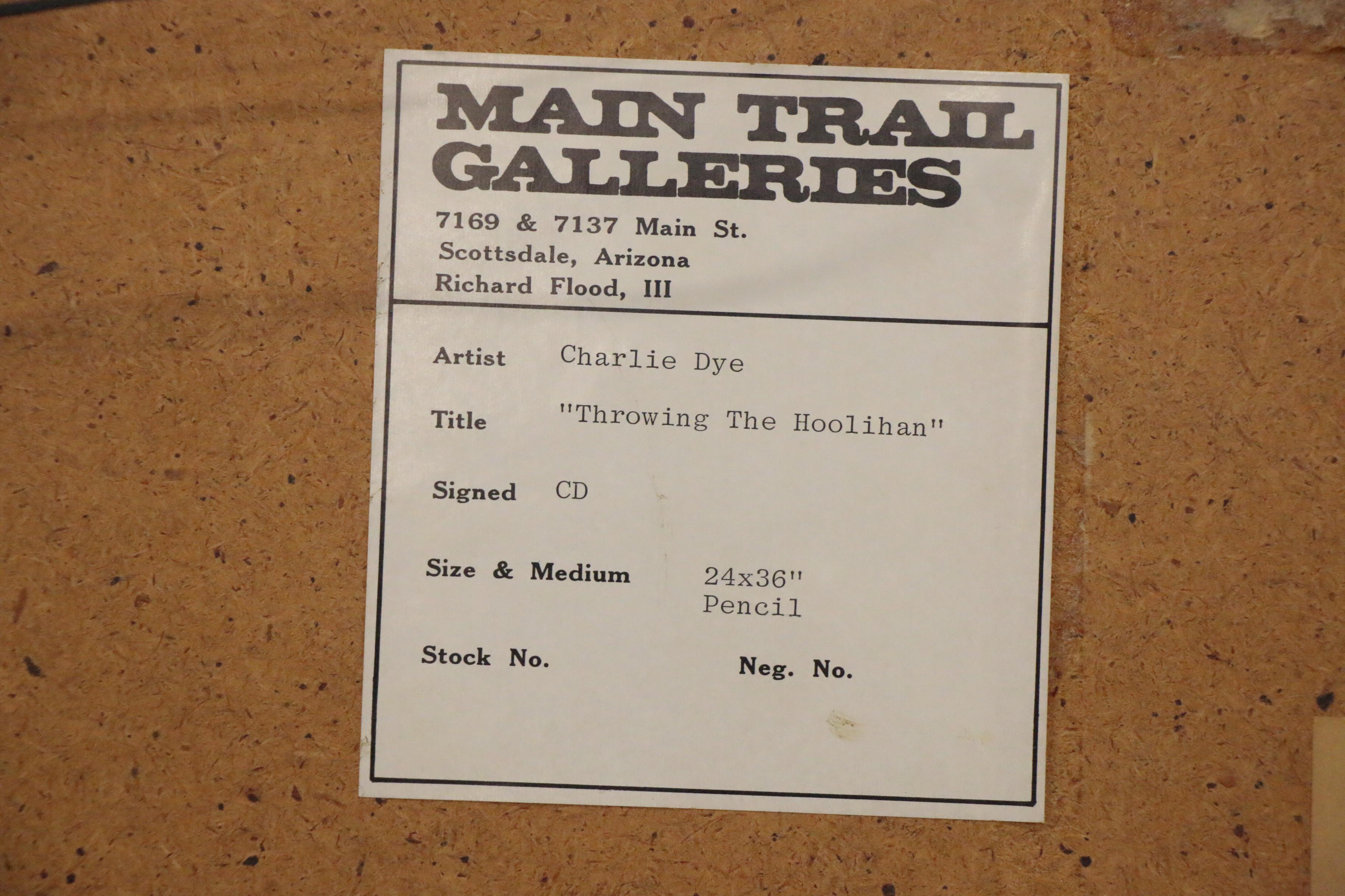 Charlie Dye Oil Painting "Throwing the Hoolihan," Mid-20th Century