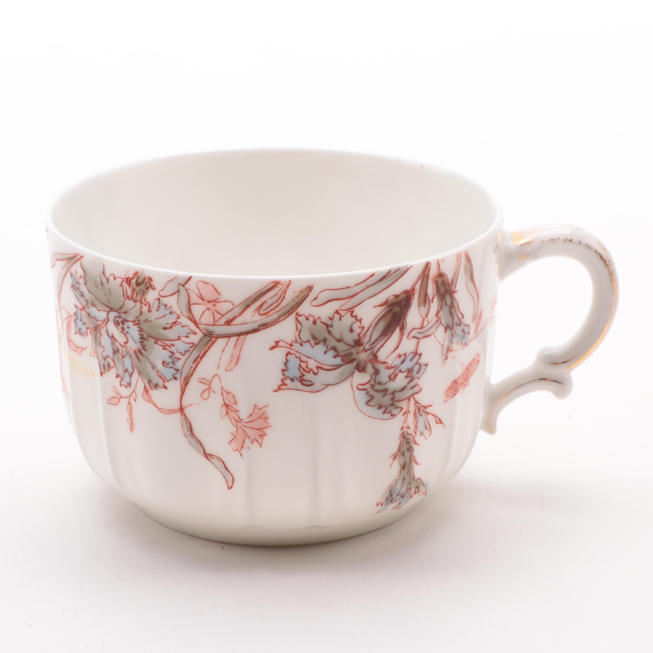 Haviland & Co. Limoges Floral Porcelain Teacups and Plates