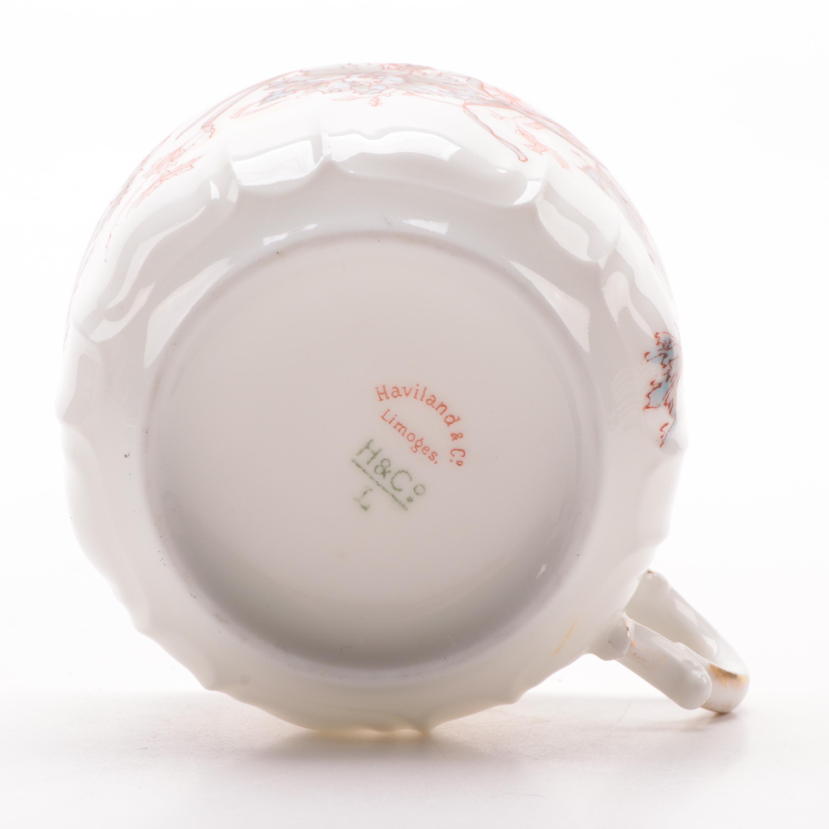 Haviland & Co. Limoges Floral Porcelain Teacups and Plates