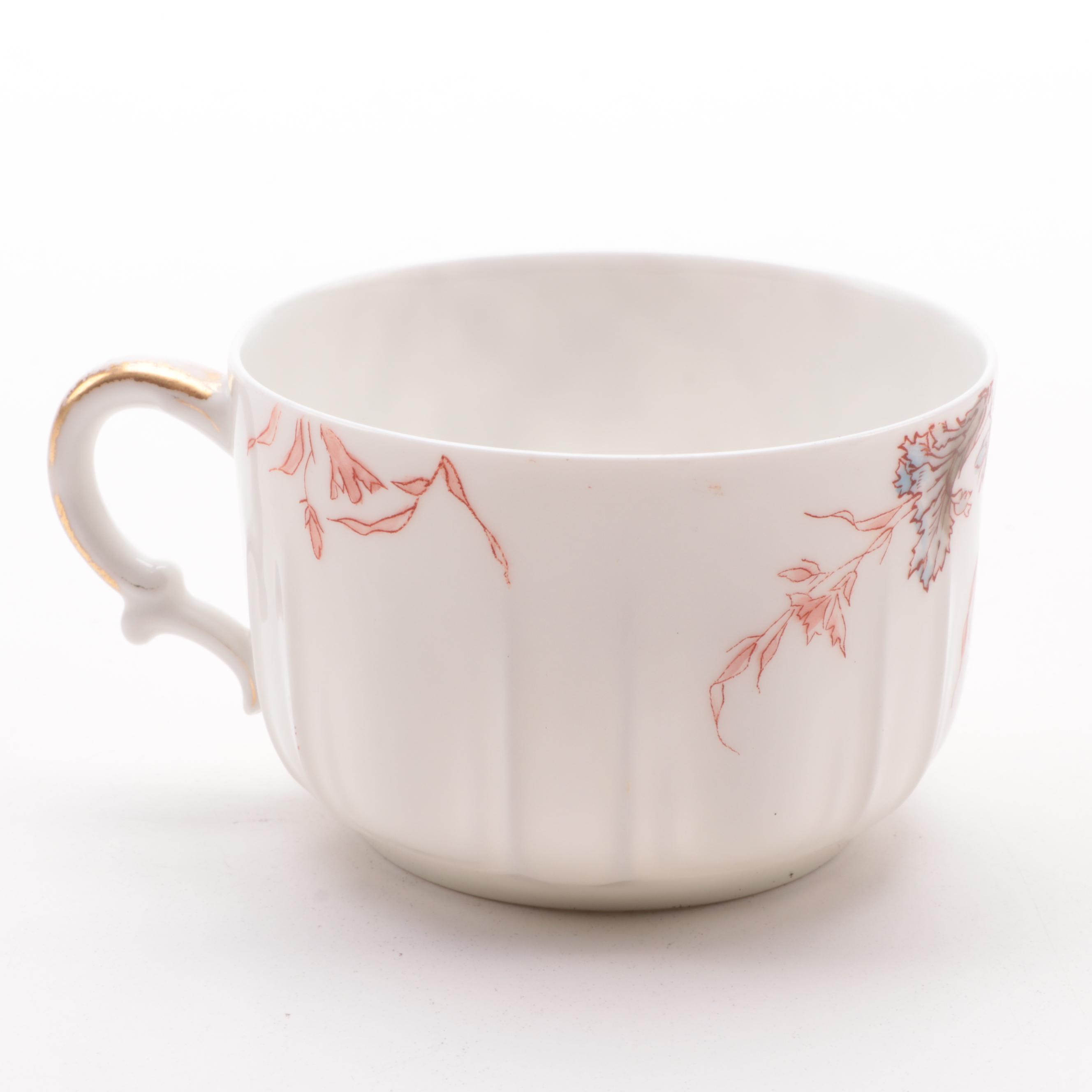 Haviland & Co. Limoges Floral Porcelain Teacups and Plates