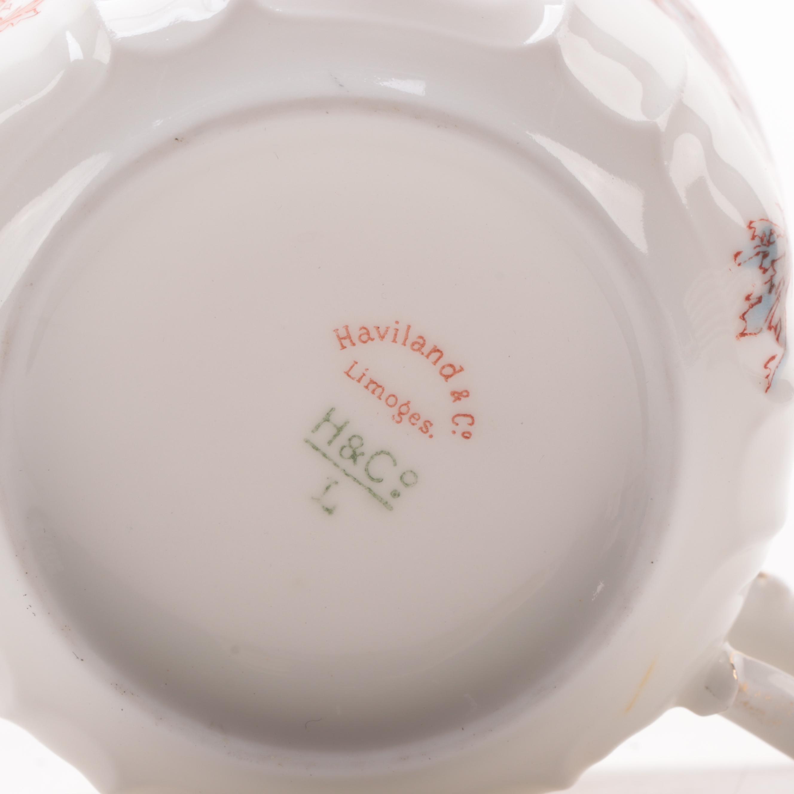 Haviland & Co. Limoges Floral Porcelain Teacups and Plates