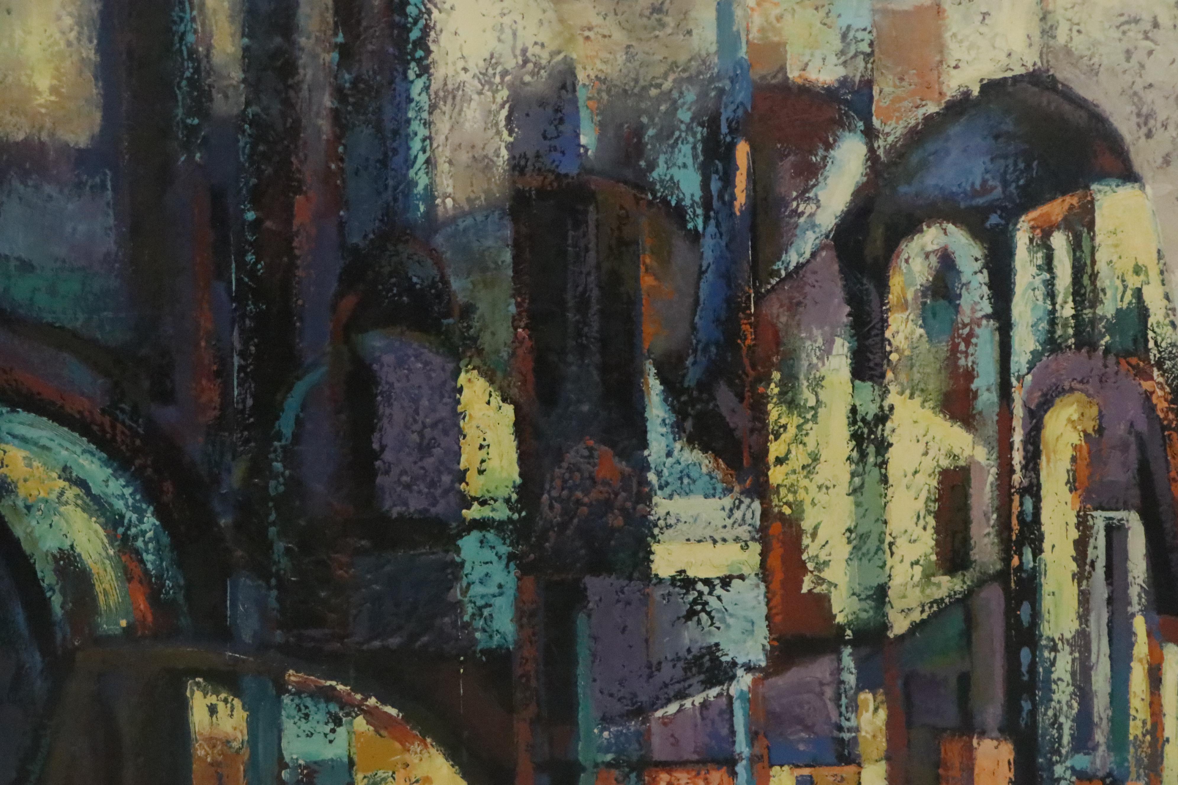 Joseph Jankowski Oil Painting "City of Towers," 1970