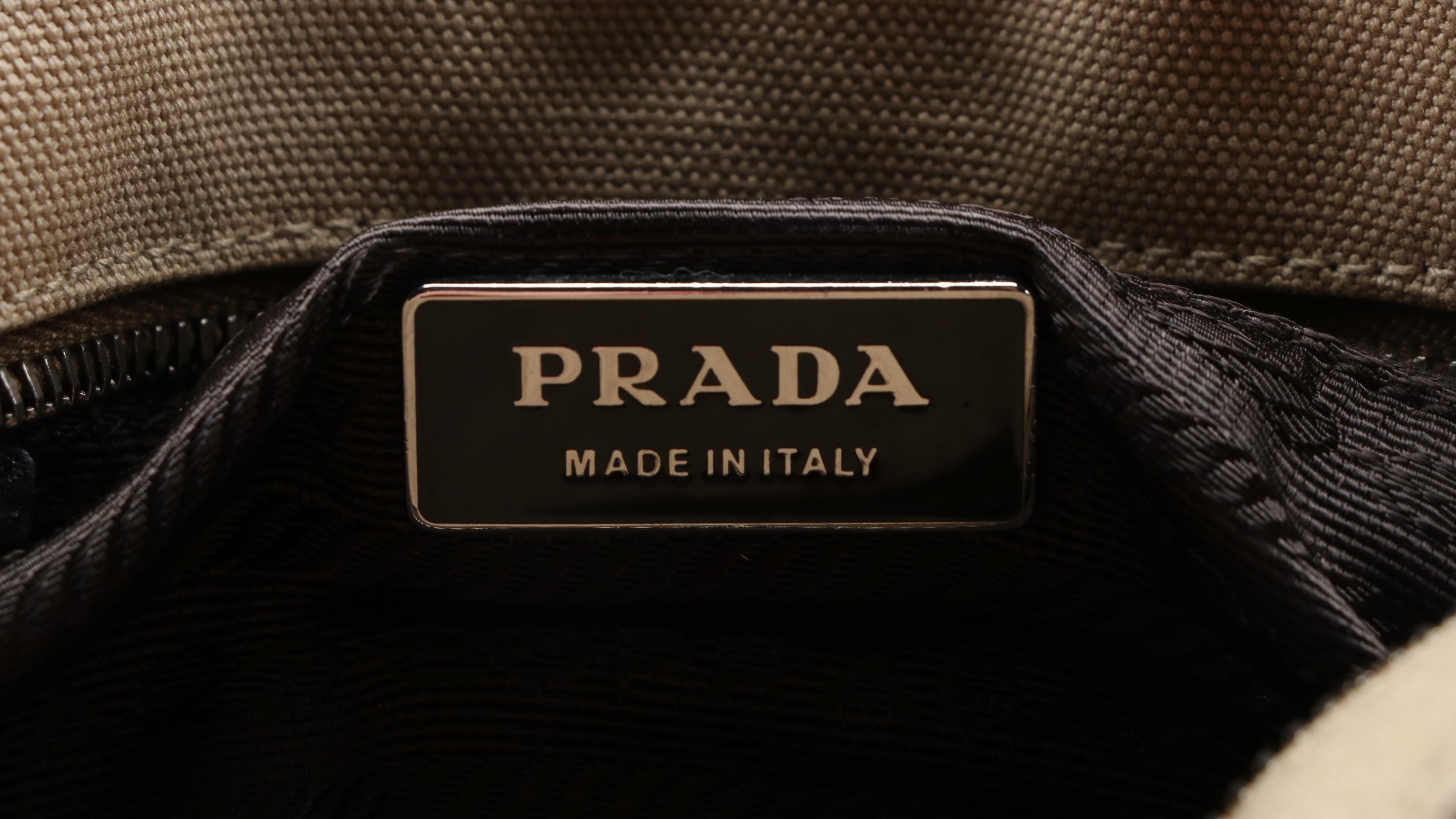 Prada Handbag in Canvas and Orange Leather