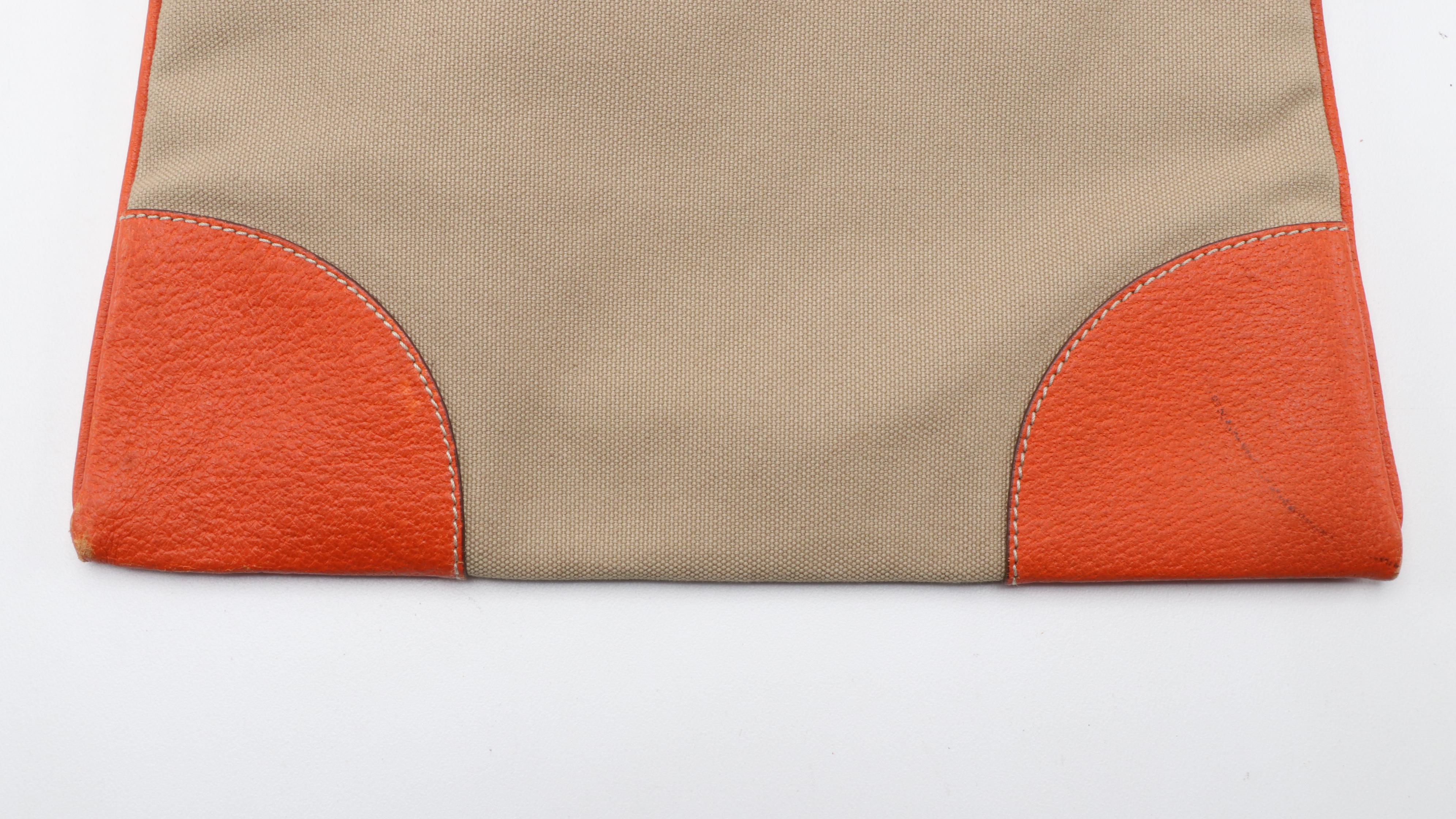 Prada Handbag in Canvas and Orange Leather